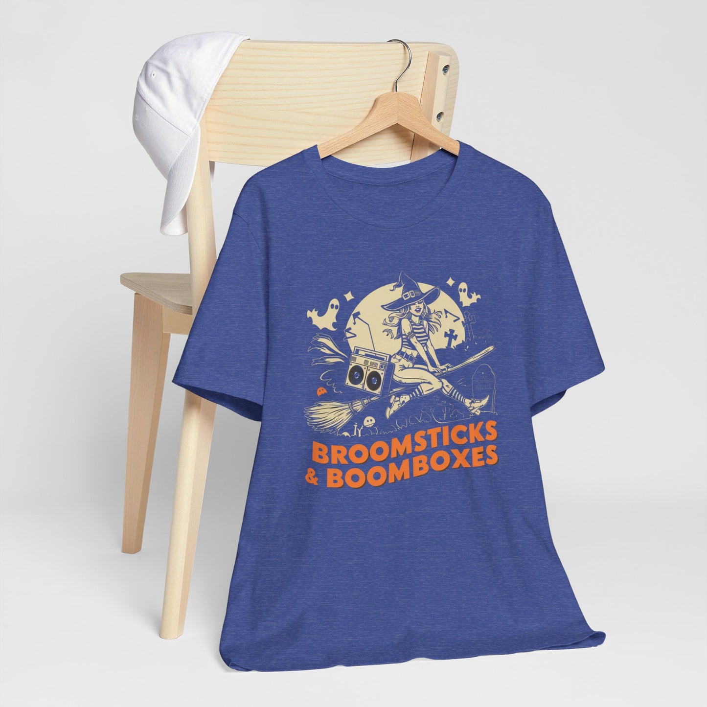 Retro Broomsticks & Boomboxes Witch Tee