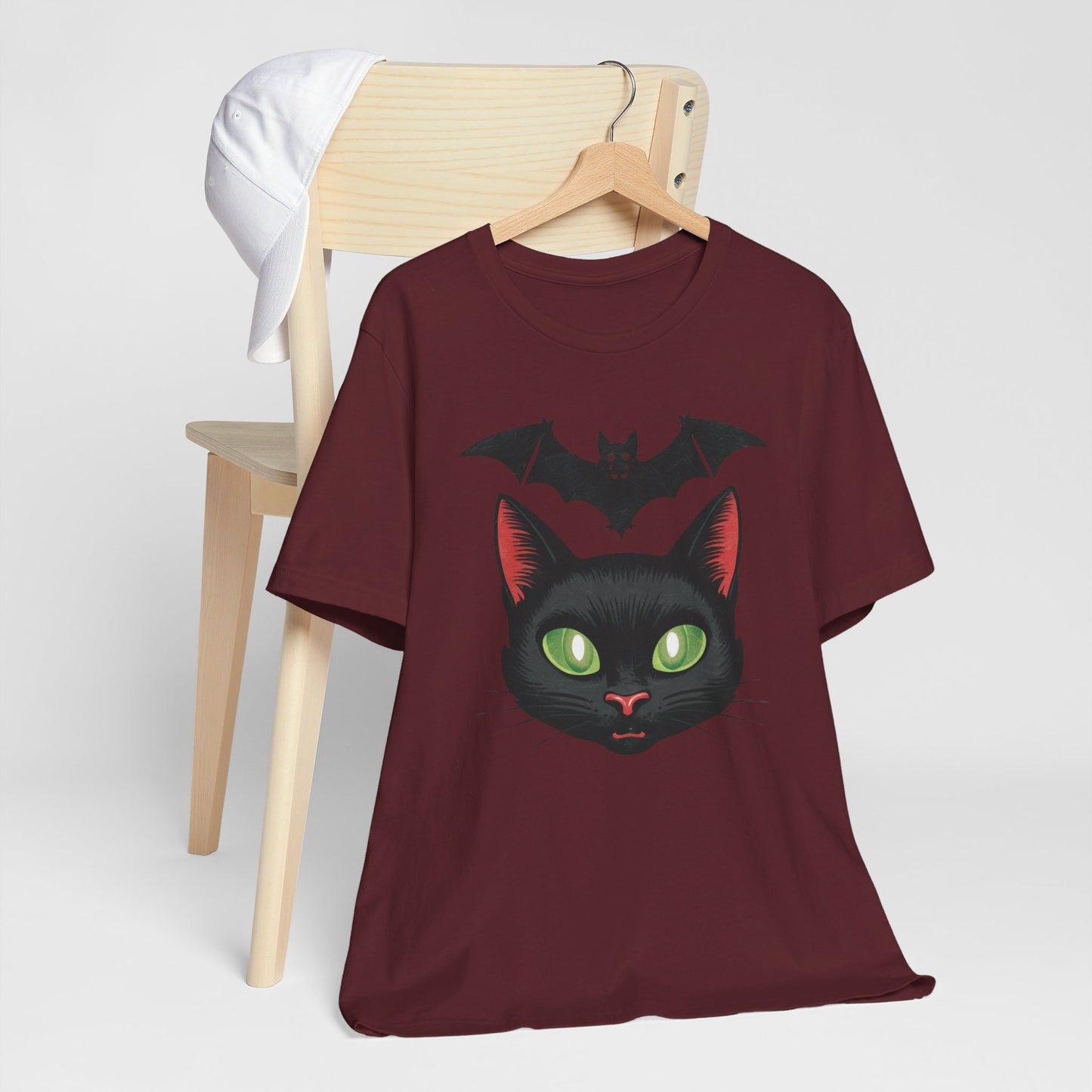 Retro Cat and Bat Halloween Tee
