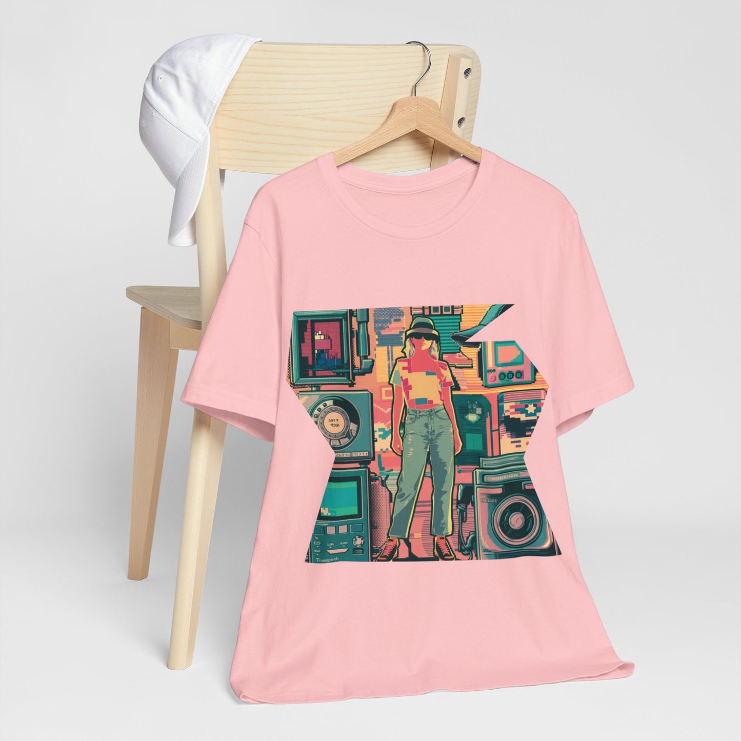 Retro Colorful Mixed Media Abstract Tee
