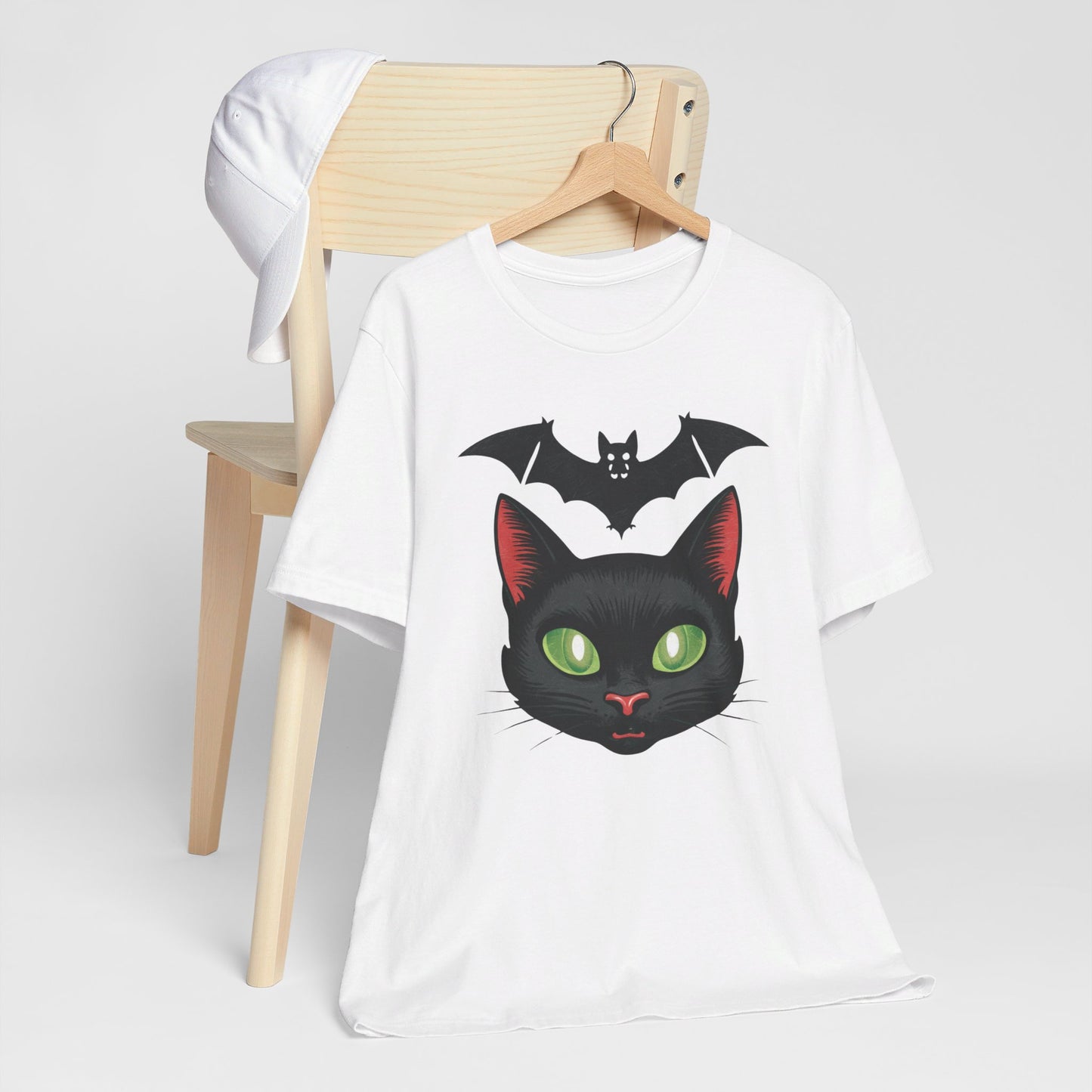 Retro Cat and Bat Halloween Tee