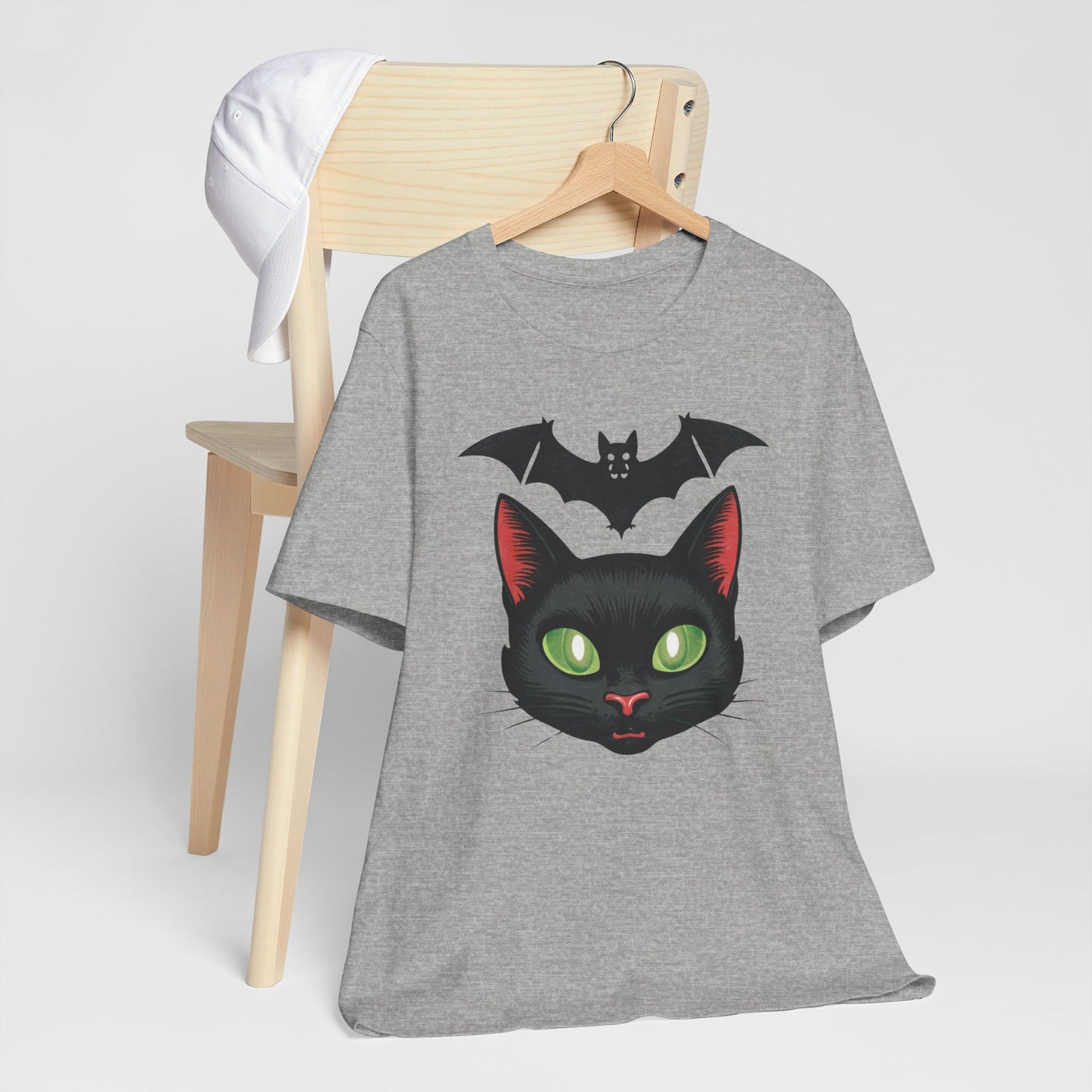 Retro Cat and Bat Halloween Tee