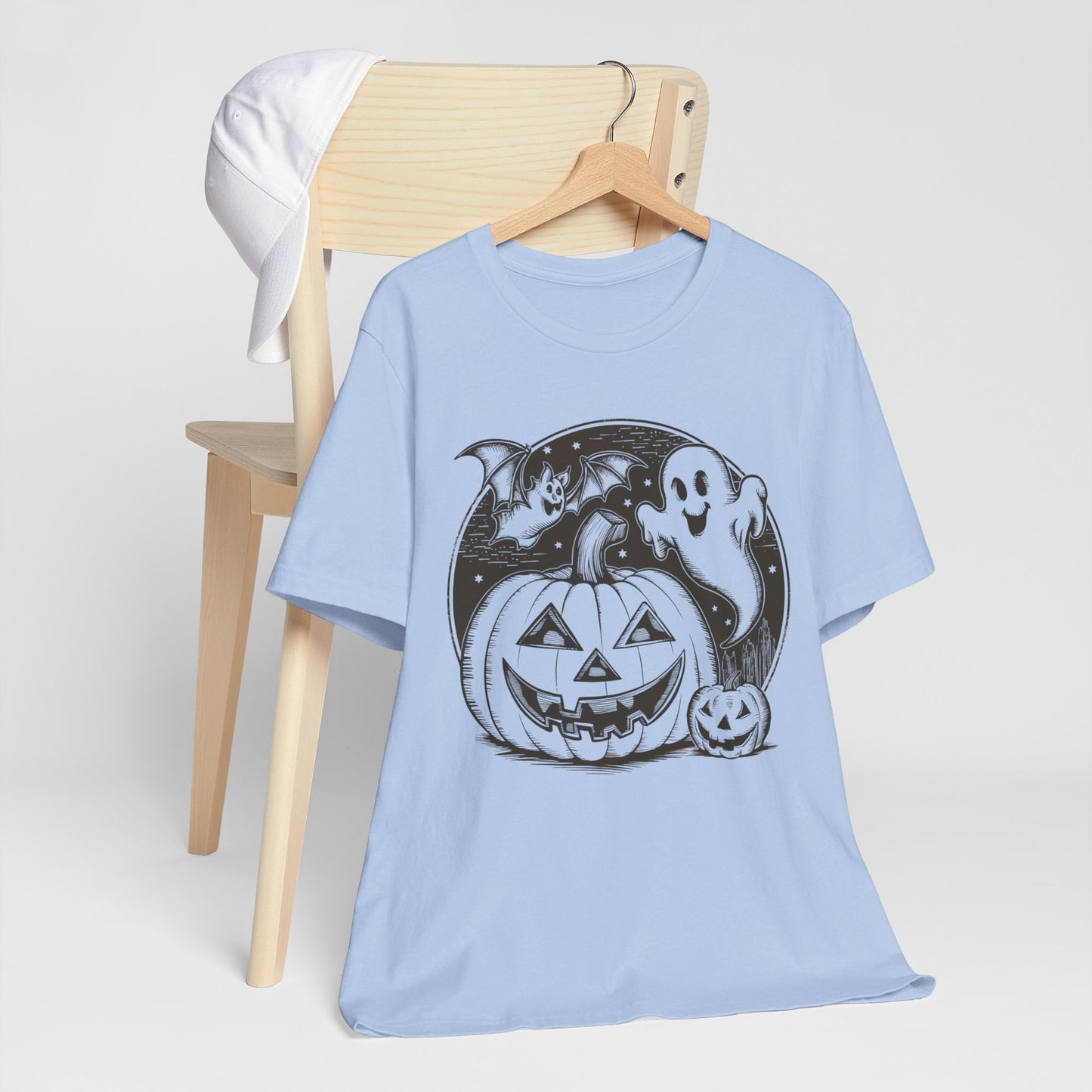 Retro Halloween Jack-O-Lantern Ghost Bat Tee