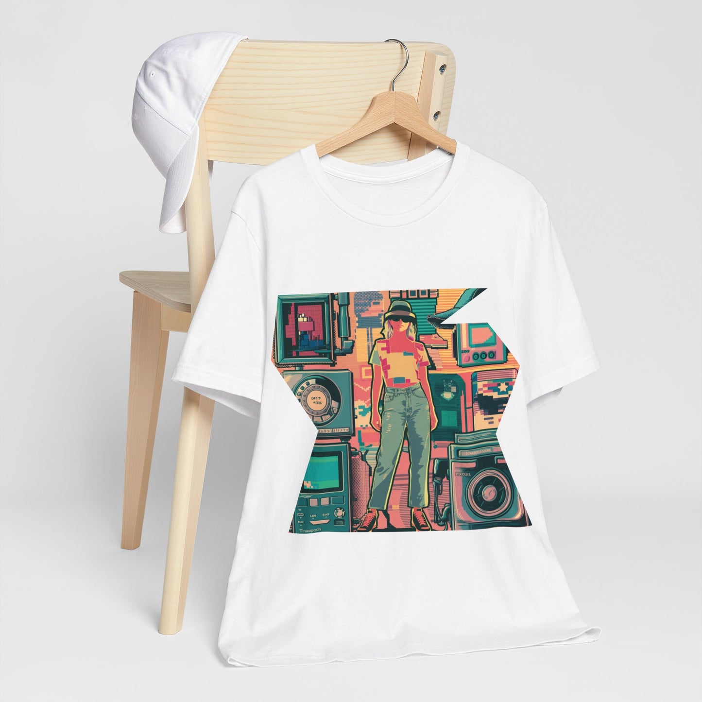 Retro Colorful Mixed Media Abstract Tee