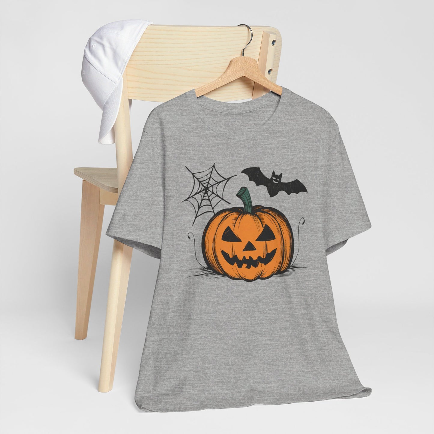 Retro Halloween Pumpkin Bat Web Tee