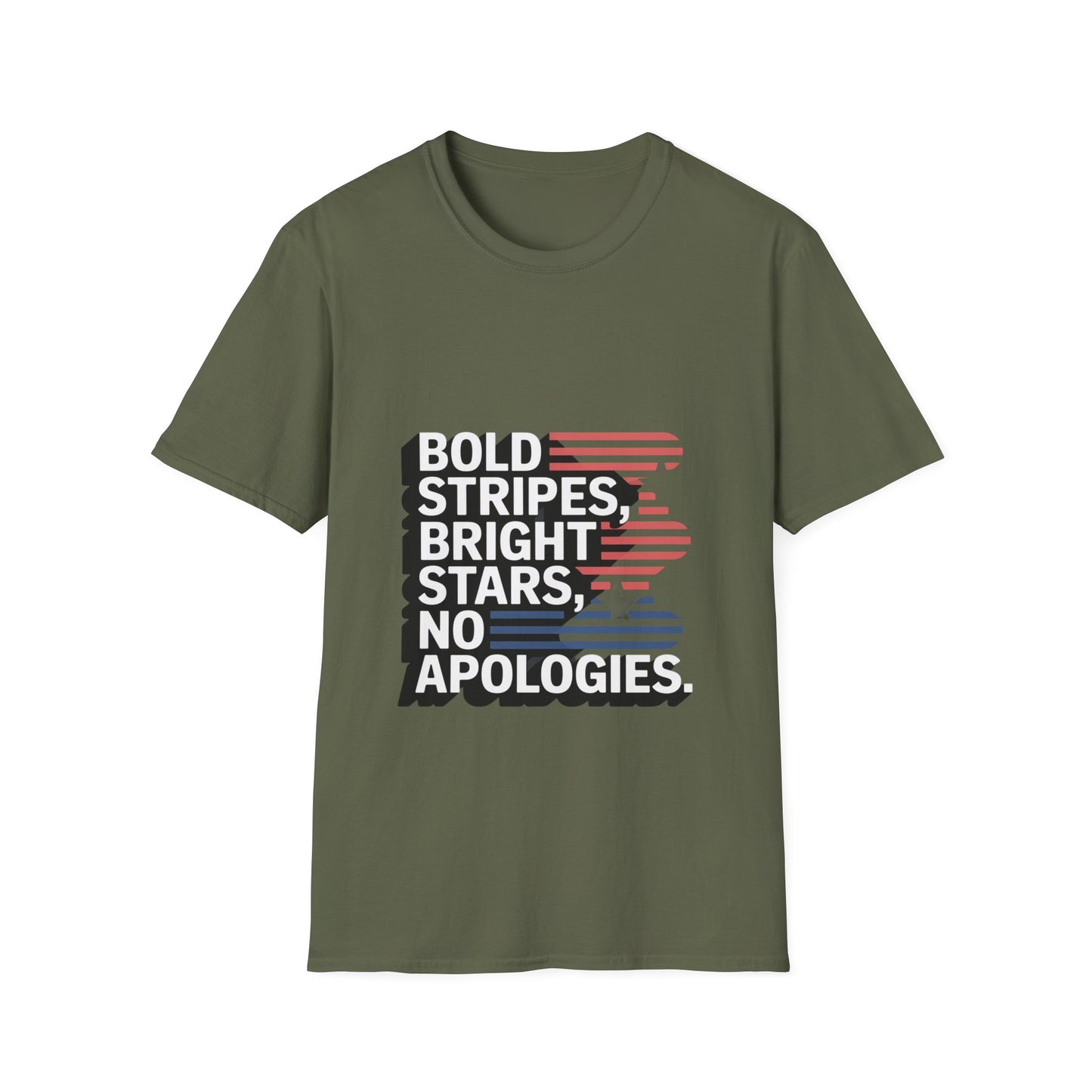 Bold Stripes No Apologies Patriotic Tee