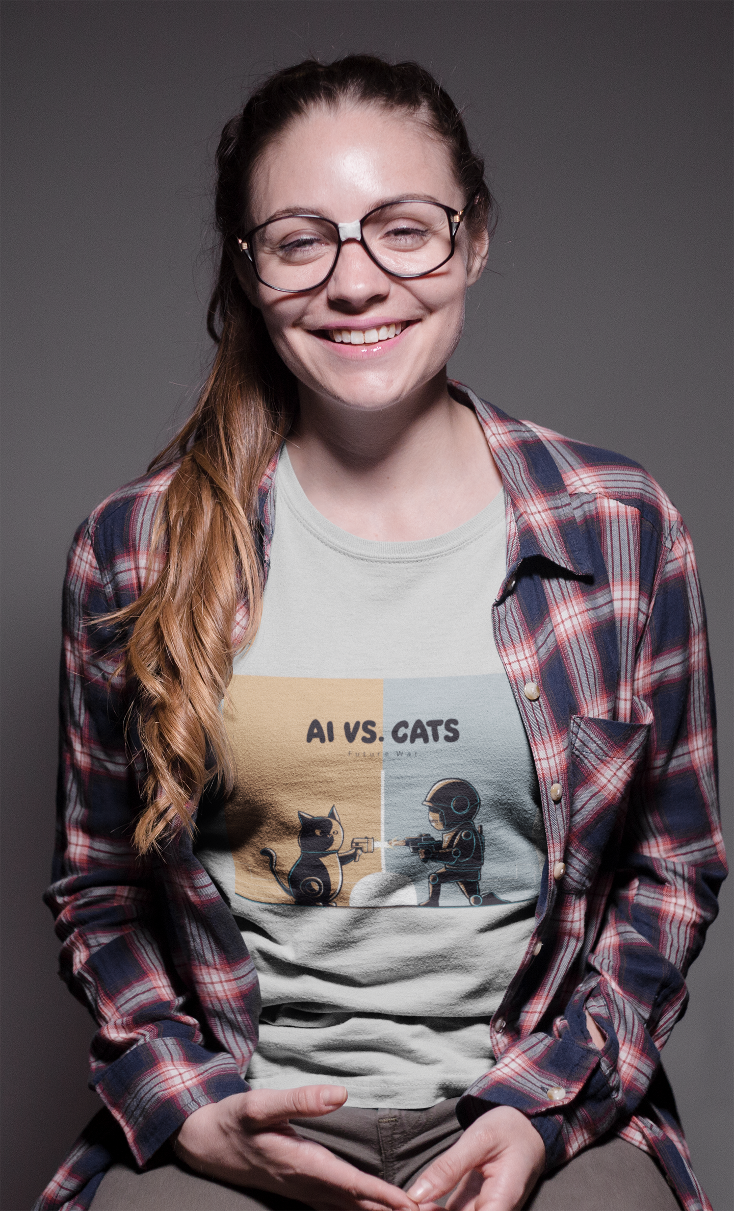 AI vs. Cats War Humor Tee