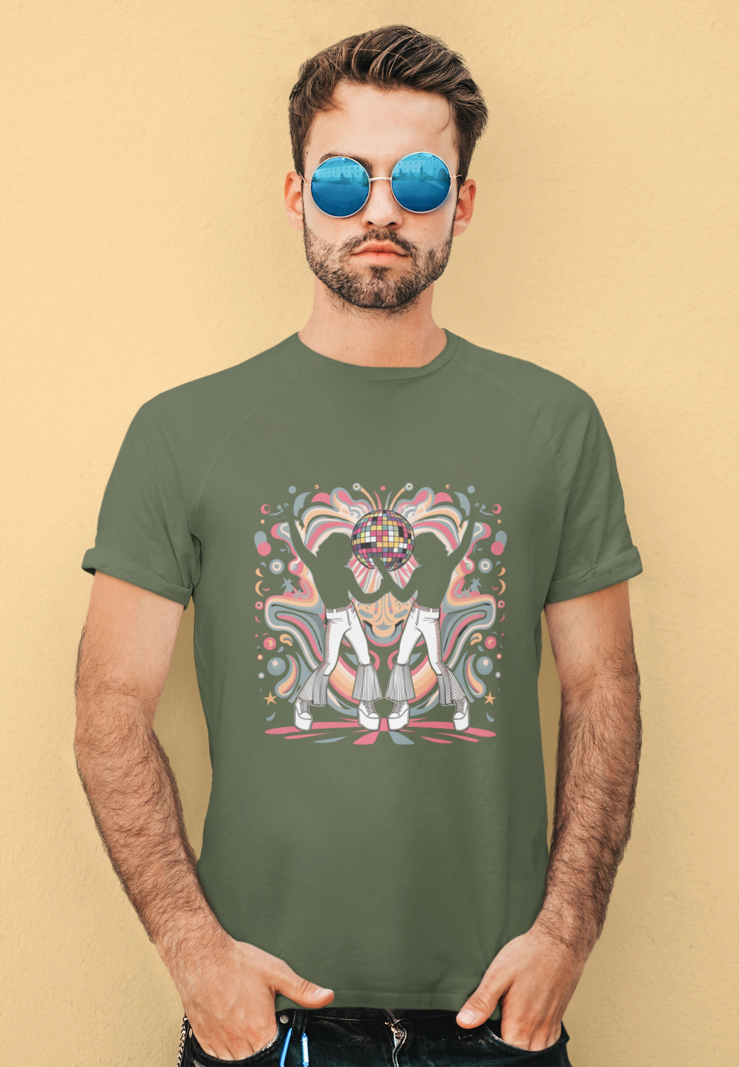 Retro Disco Mirror Twins Dancing Tee