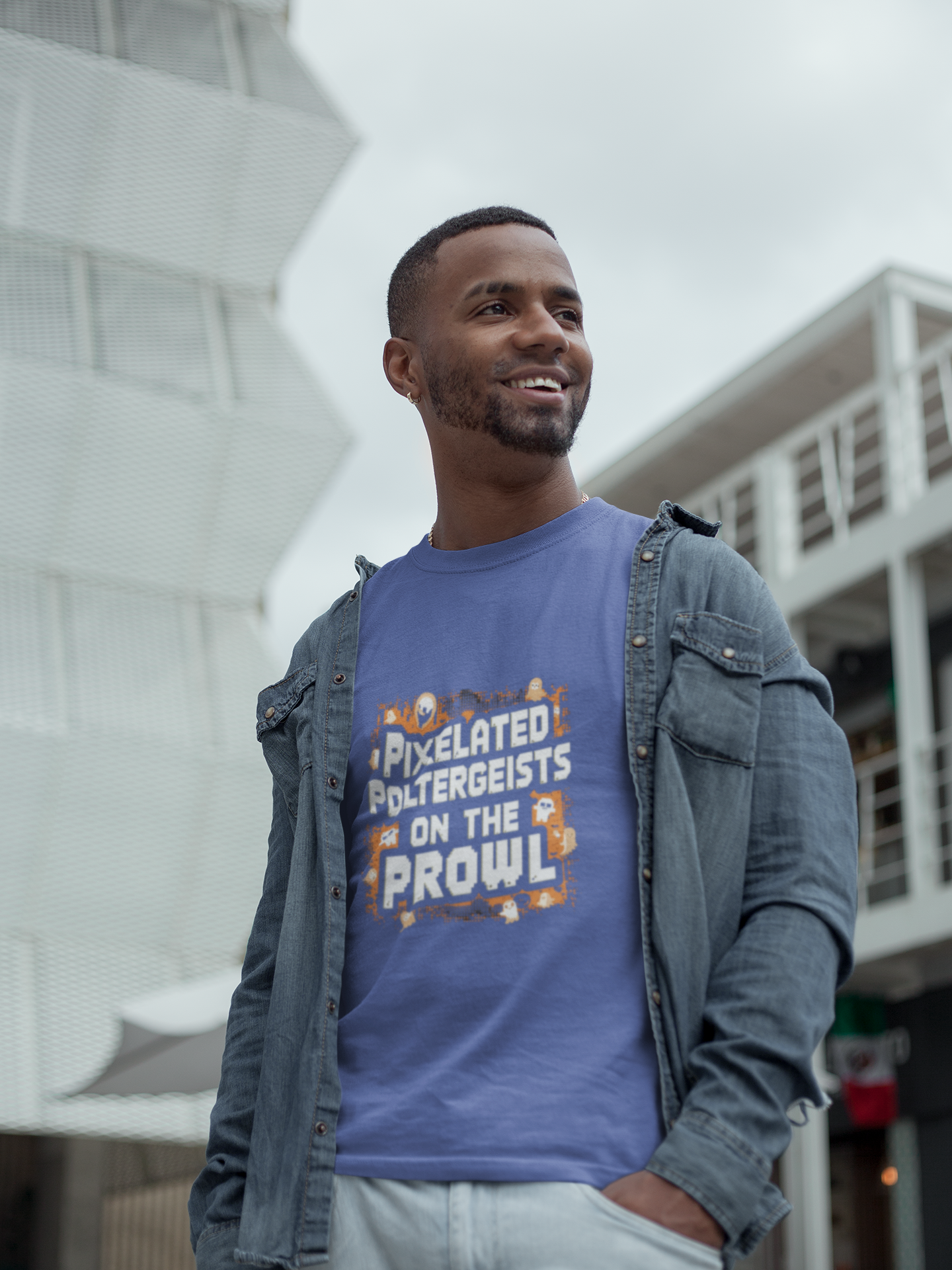 Pixelated Poltergeists On The Prowl Halloween Tee