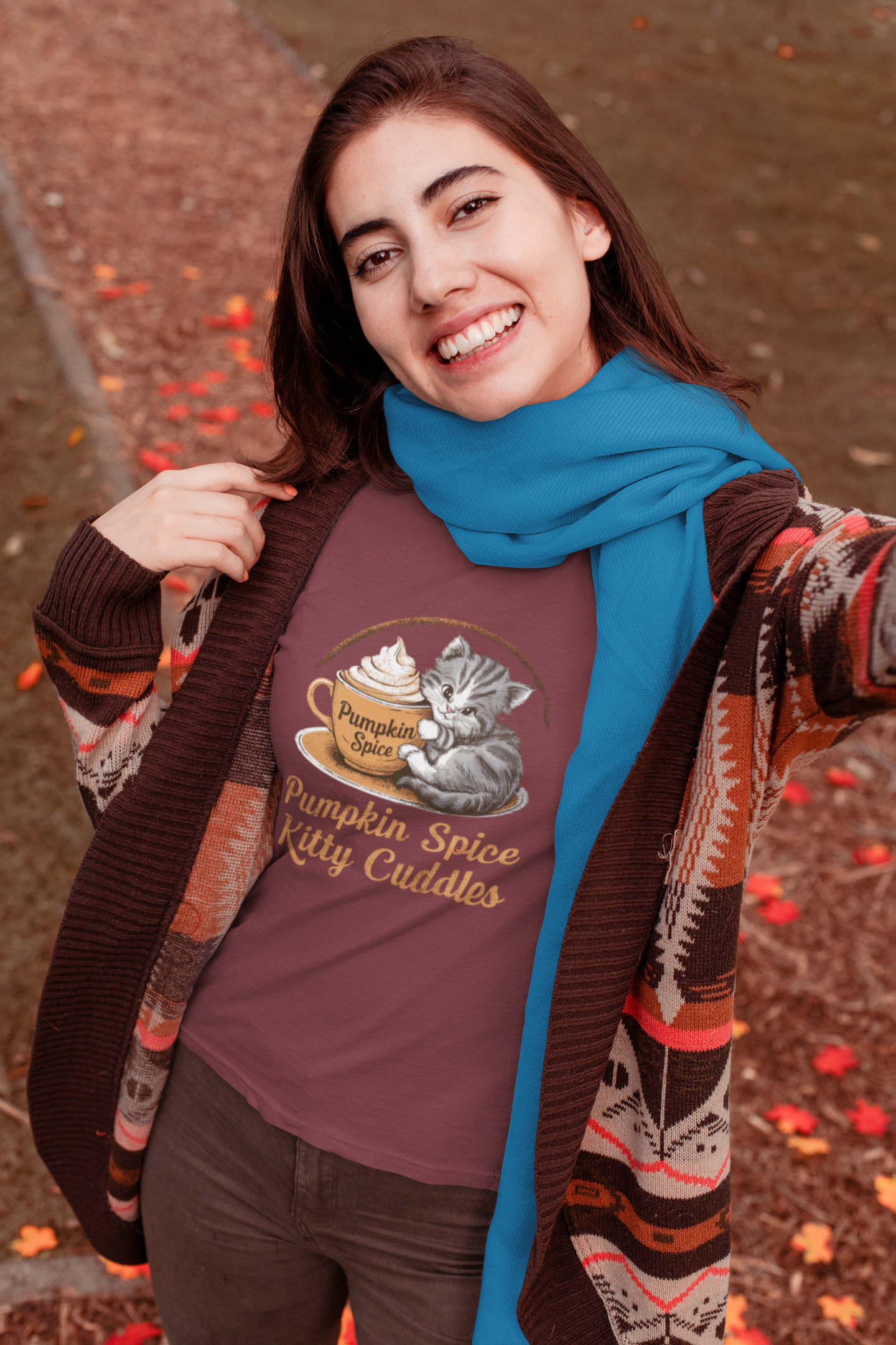 Pumpkin Spice Kitty Cuddles Fall Tee