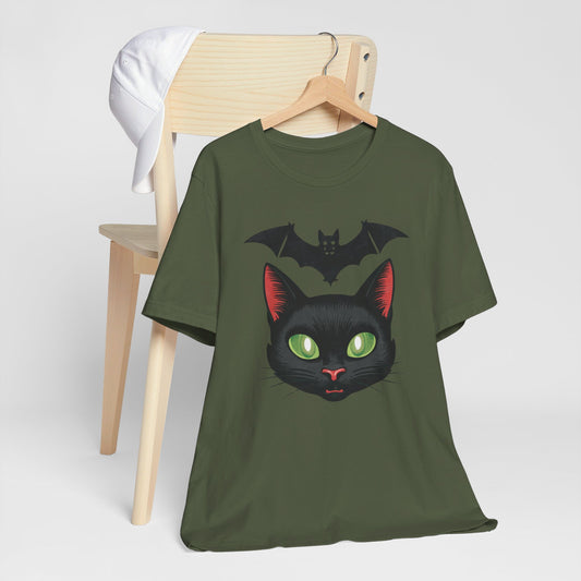 Retro Cat and Bat Halloween Tee