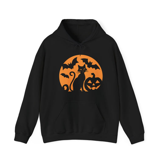 Retro Halloween Cat & Bats Hoodie