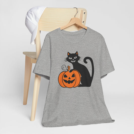 Retro Halloween Cat and Pumpkin Tee