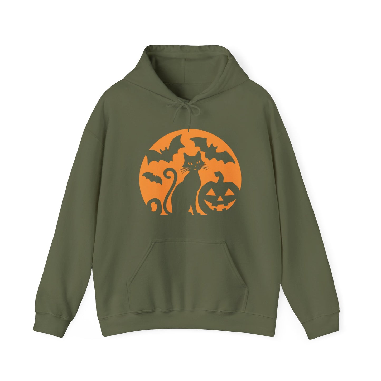 Retro Halloween Cat & Bats Hoodie