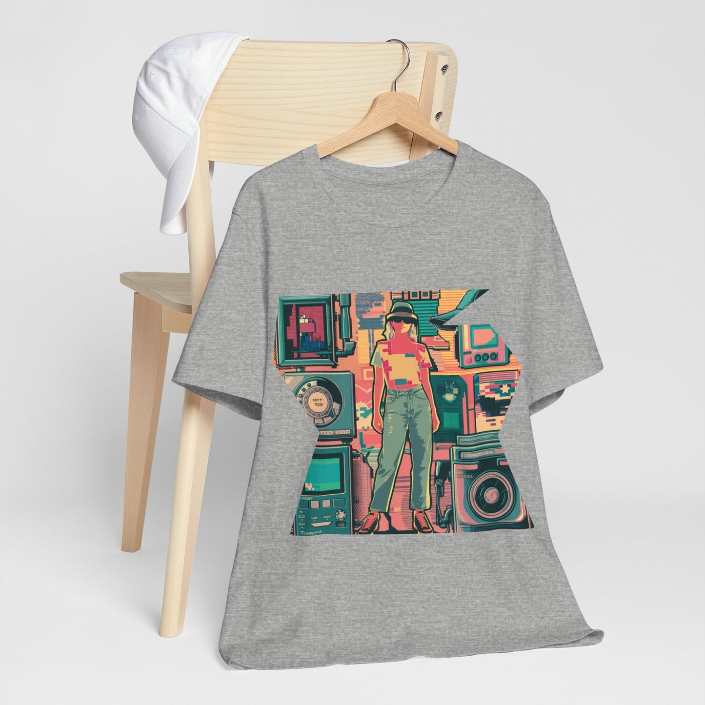 Retro Colorful Mixed Media Abstract Tee