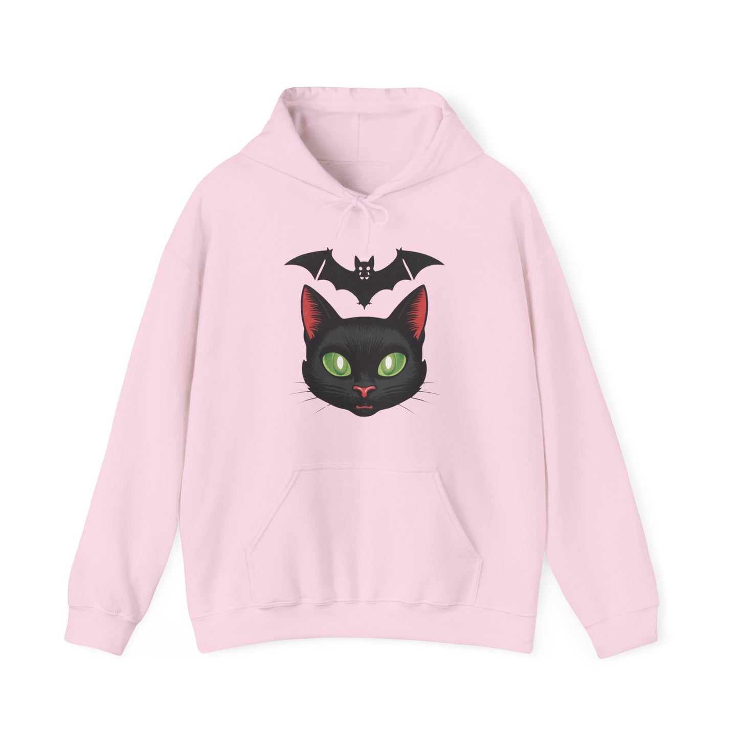 Retro Cat and Bat Halloween Hoodie