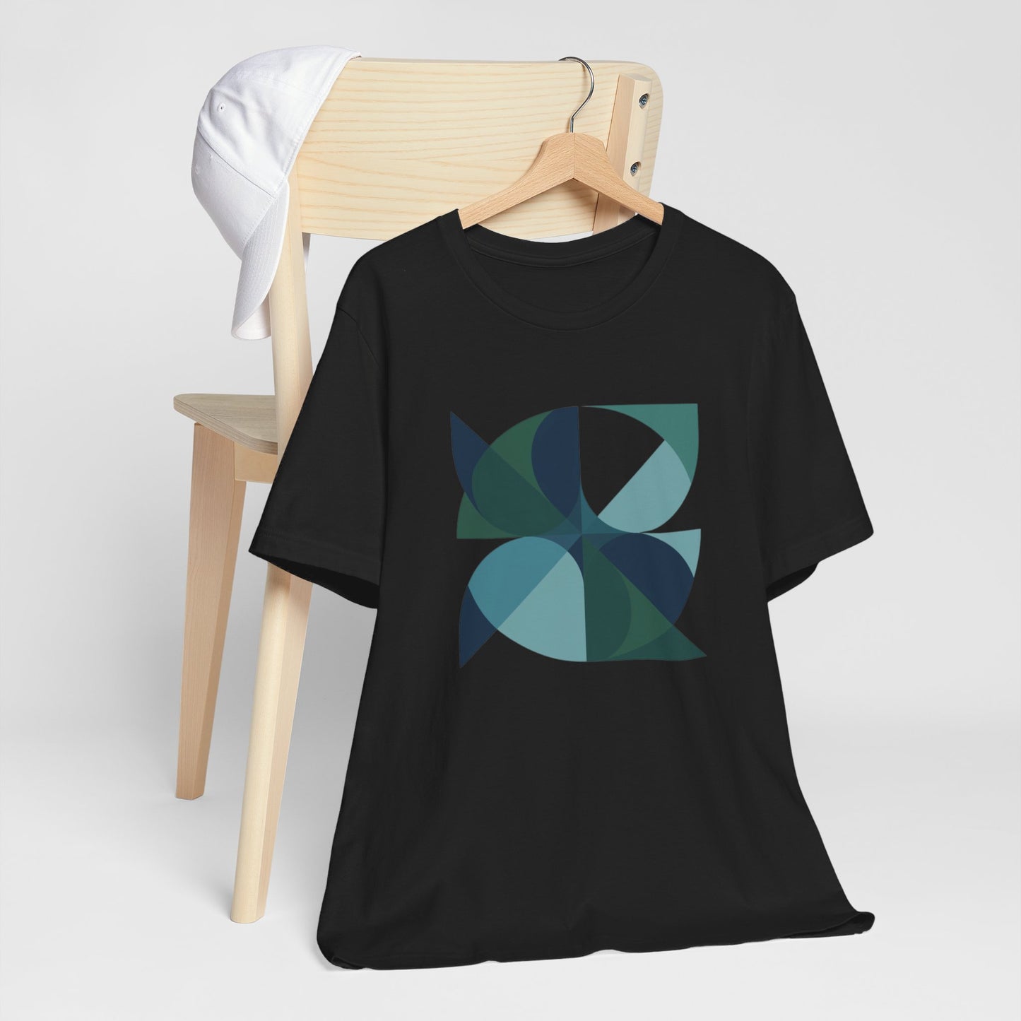 Retro Geometric Blue/Green Abstract Tee