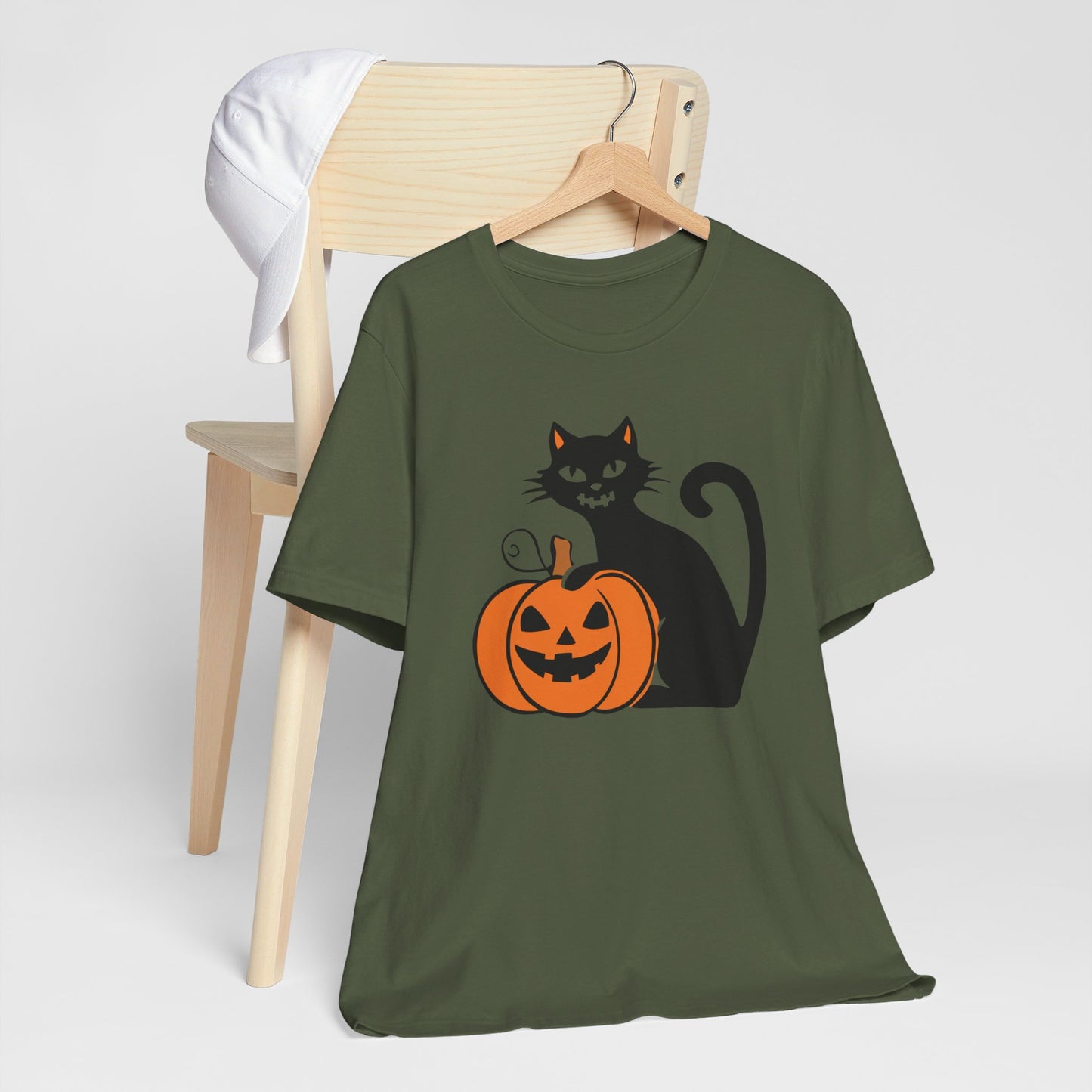 Retro Halloween Cat and Pumpkin Tee