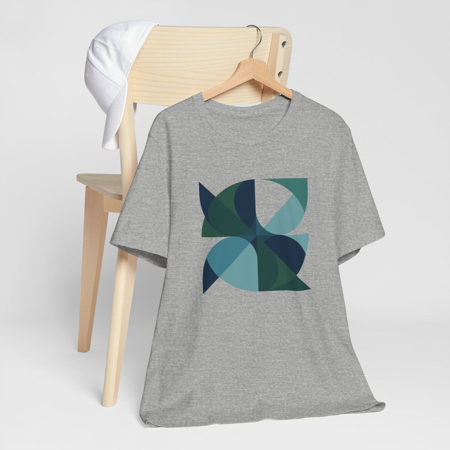 Retro Geometric Blue/Green Abstract Tee