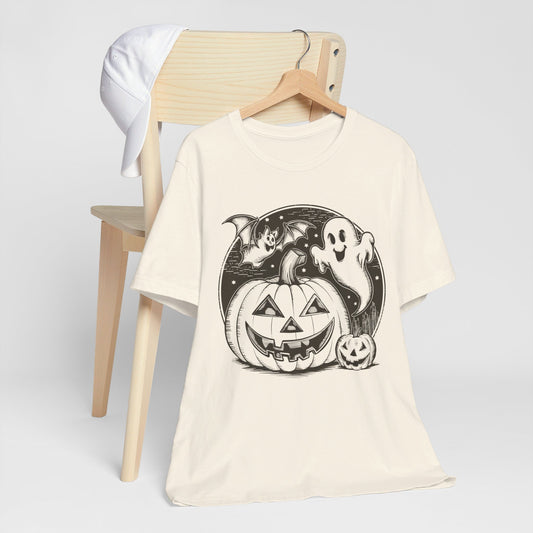 Retro Halloween Jack-O-Lantern Ghost Bat Tee