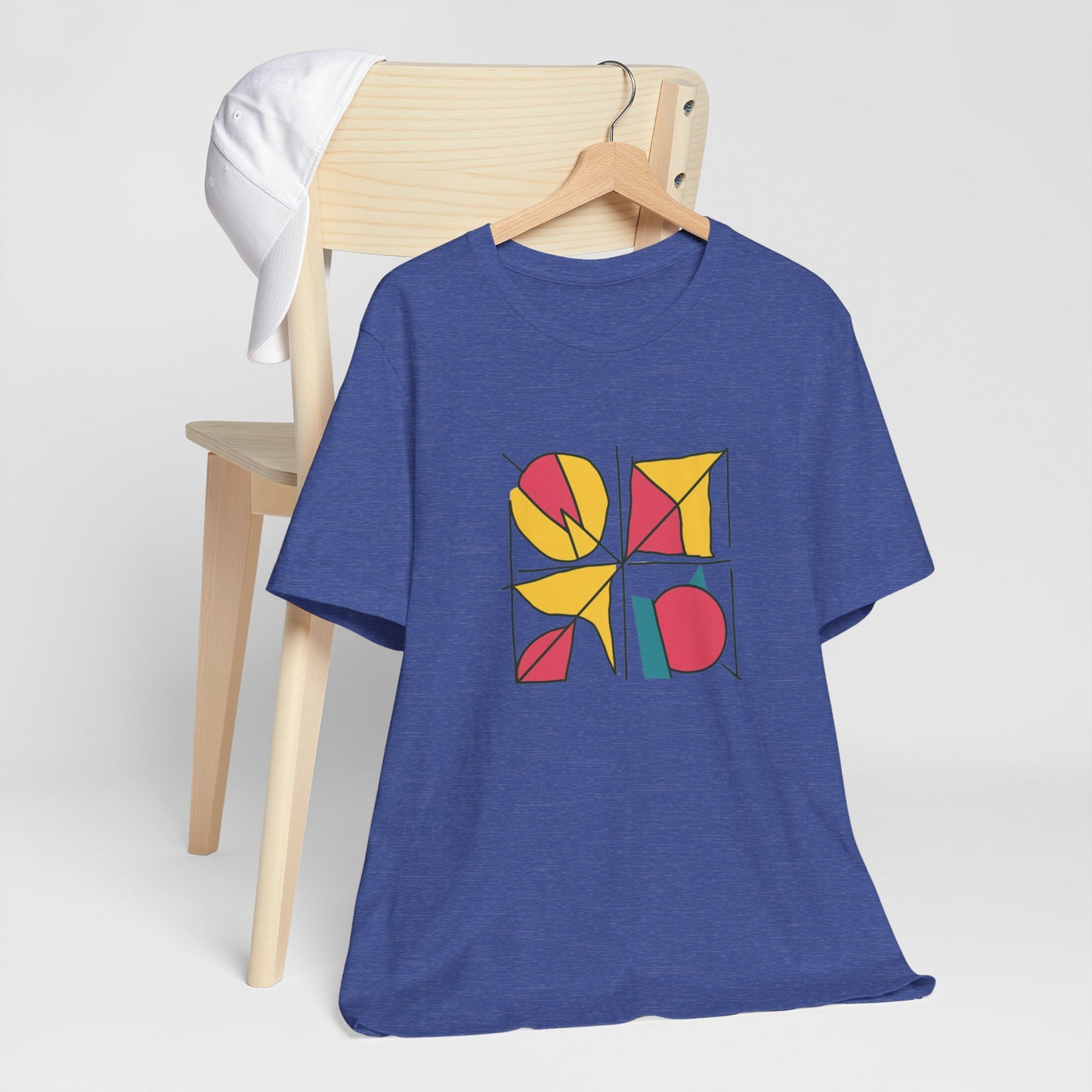 Retro Geometric Red Yellow Blue Patterned Tee