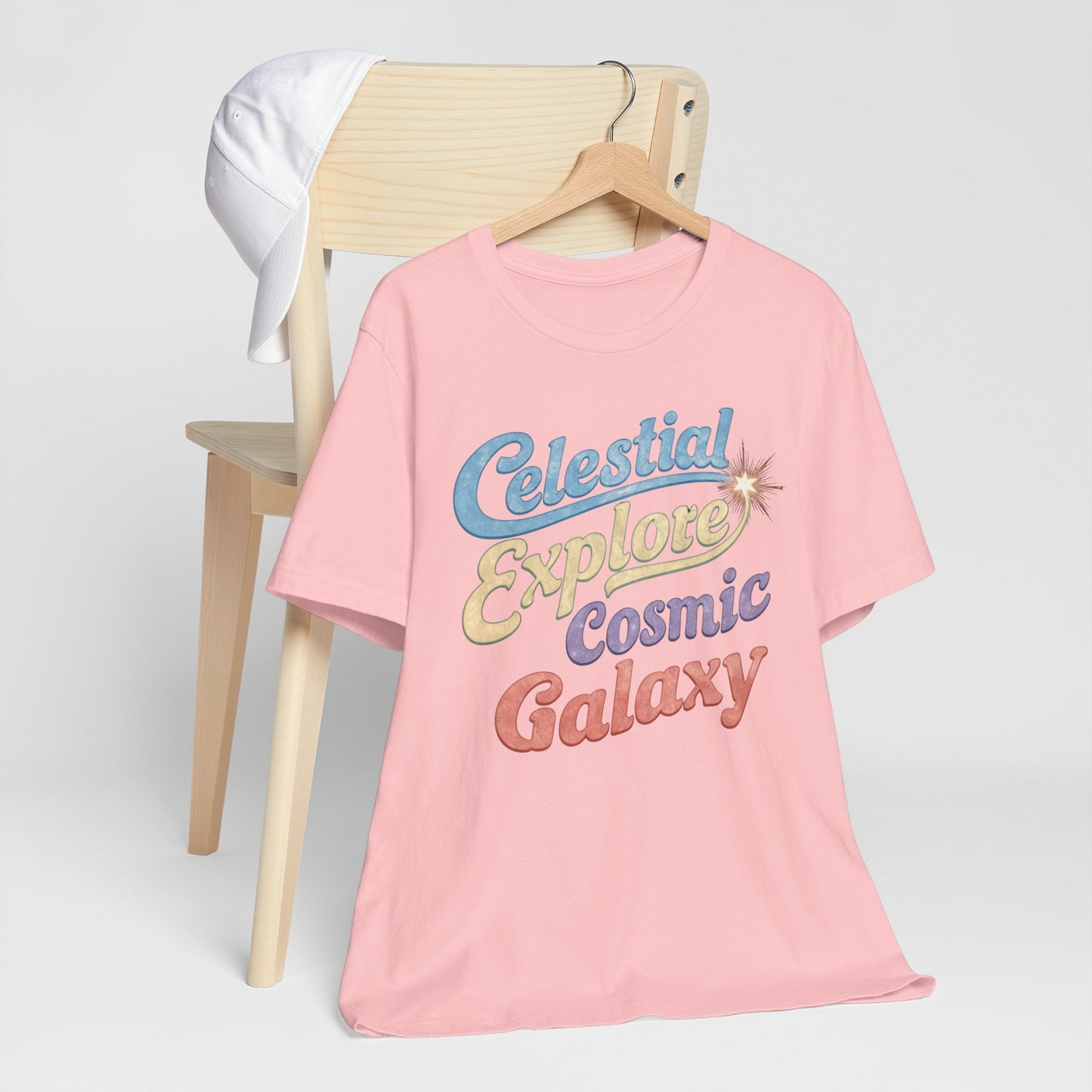 Celestial Explore Cosmic Galaxy Retro Words Tee