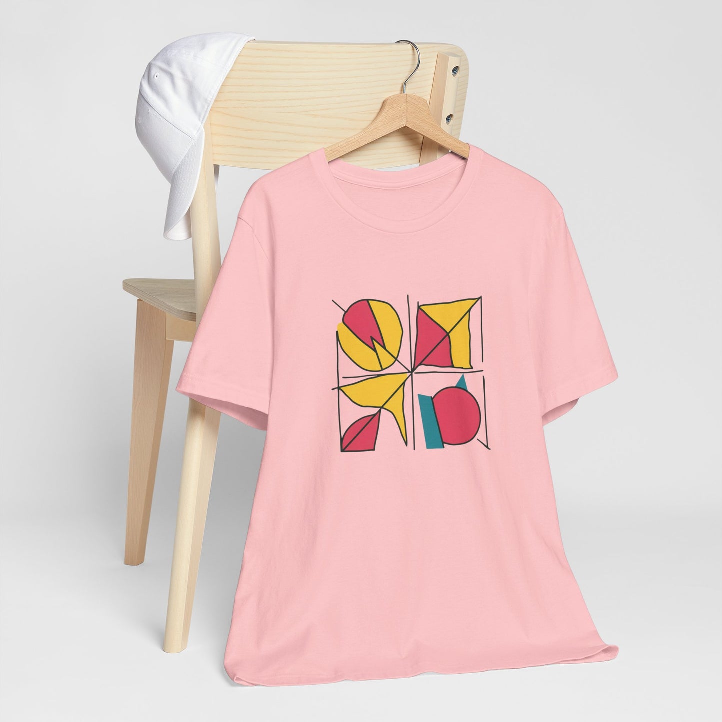 Retro Geometric Red Yellow Blue Patterned Tee