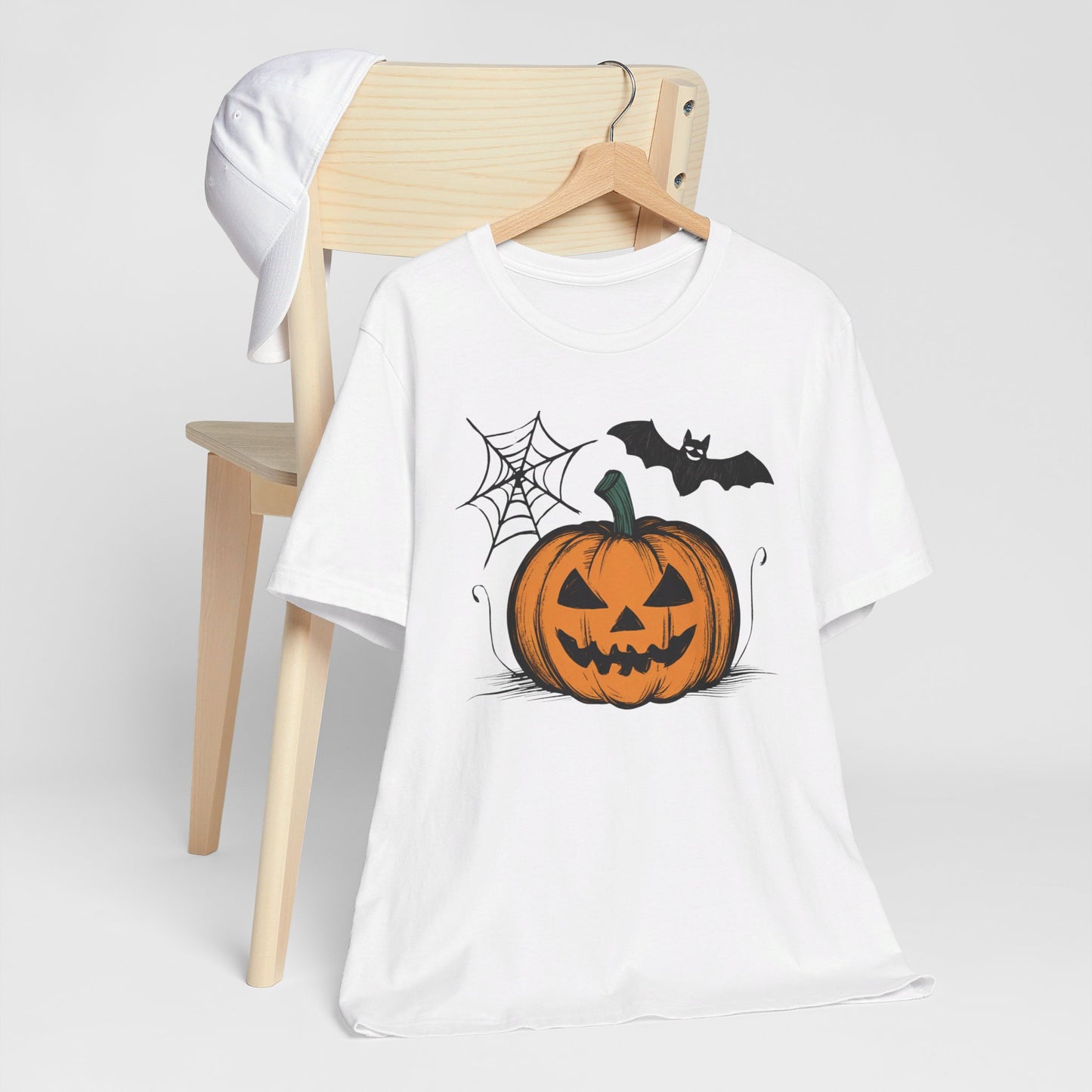 Retro Halloween Pumpkin Bat Web Tee