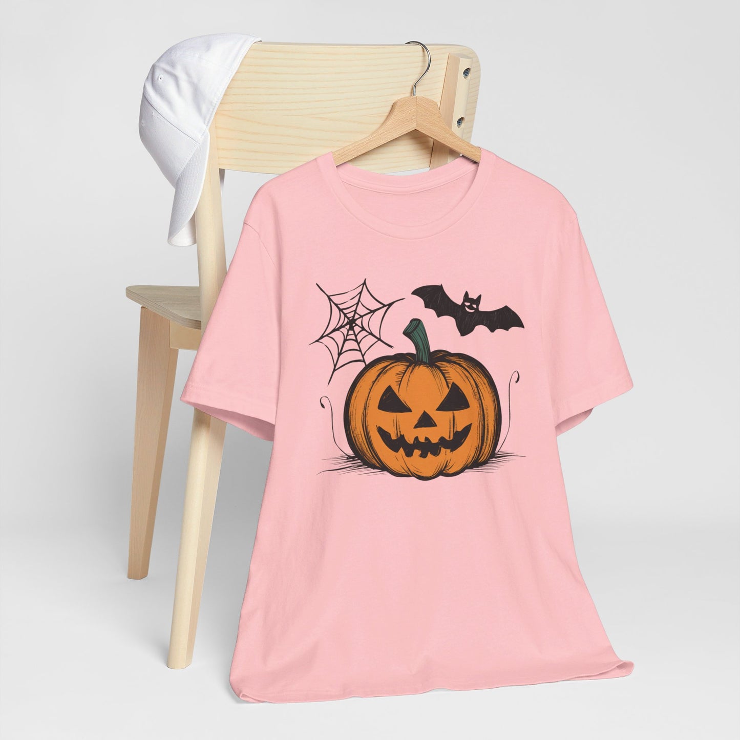 Retro Halloween Pumpkin Bat Web Tee