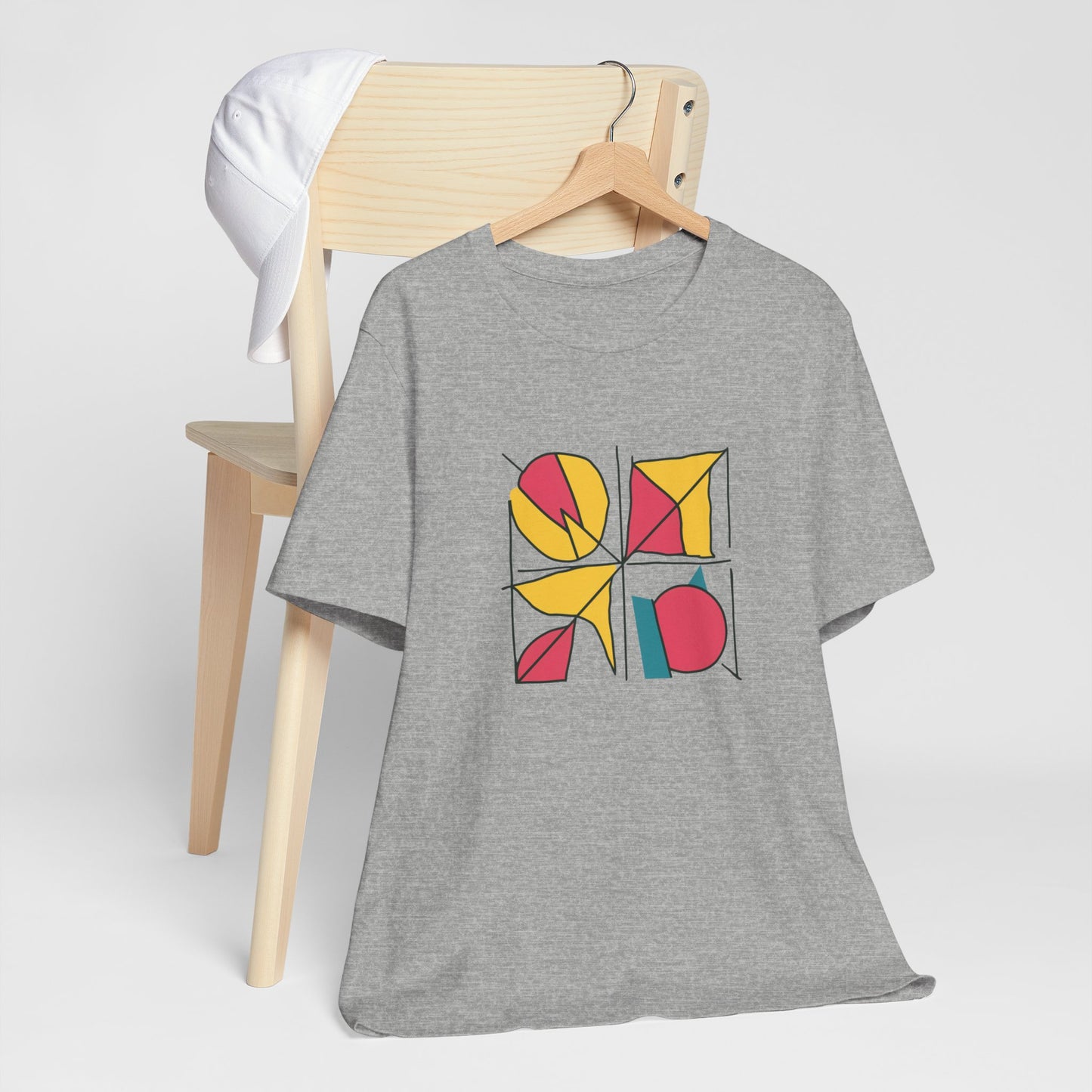 Retro Geometric Red Yellow Blue Patterned Tee