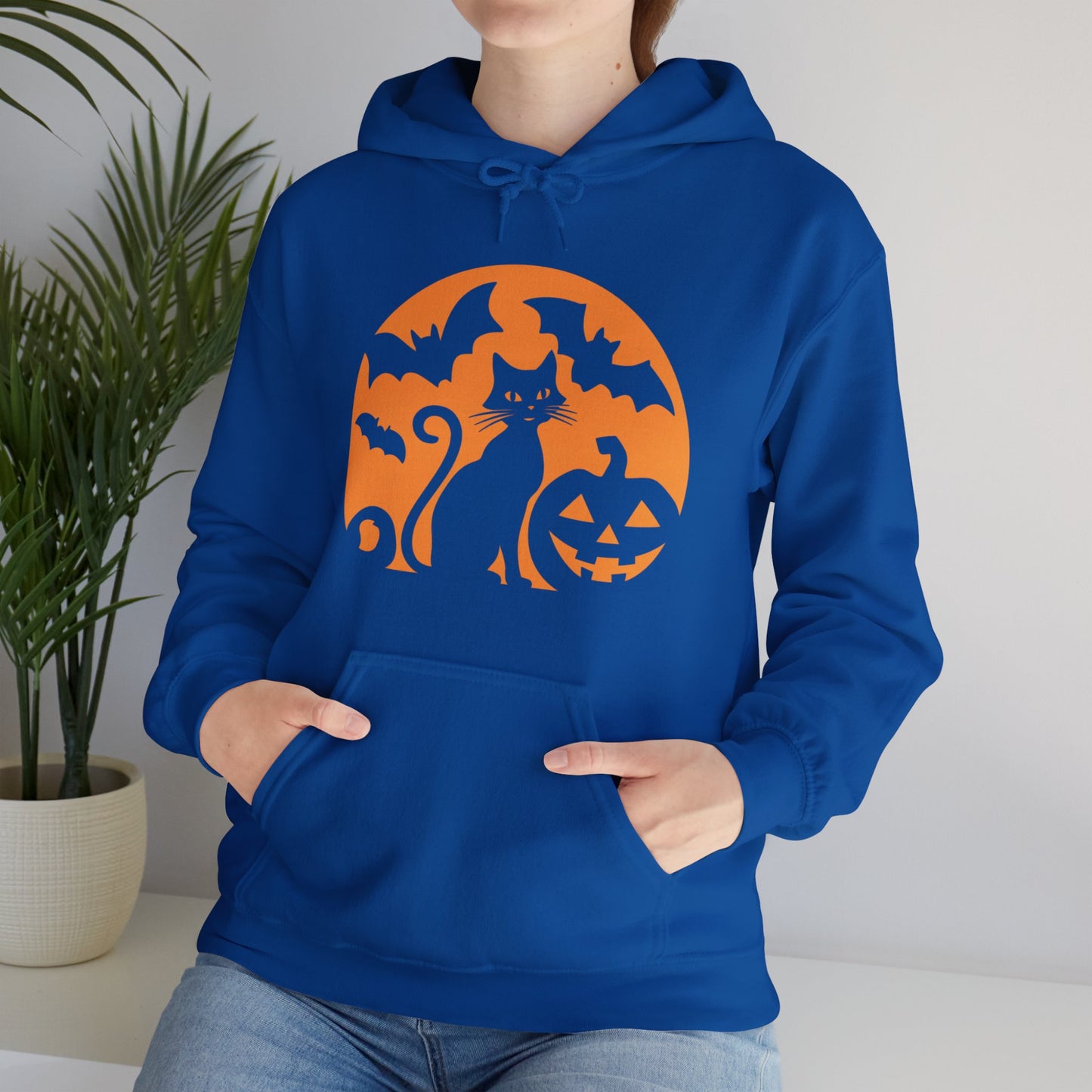 Retro Halloween Cat & Bats Hoodie