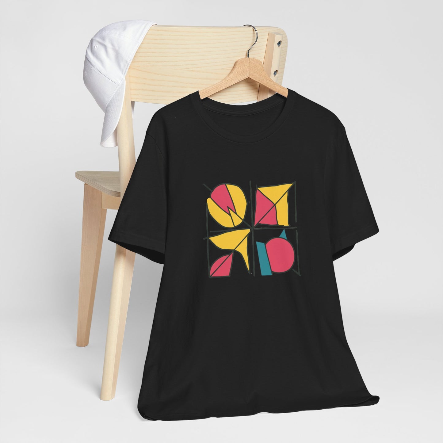 Retro Geometric Red Yellow Blue Patterned Tee