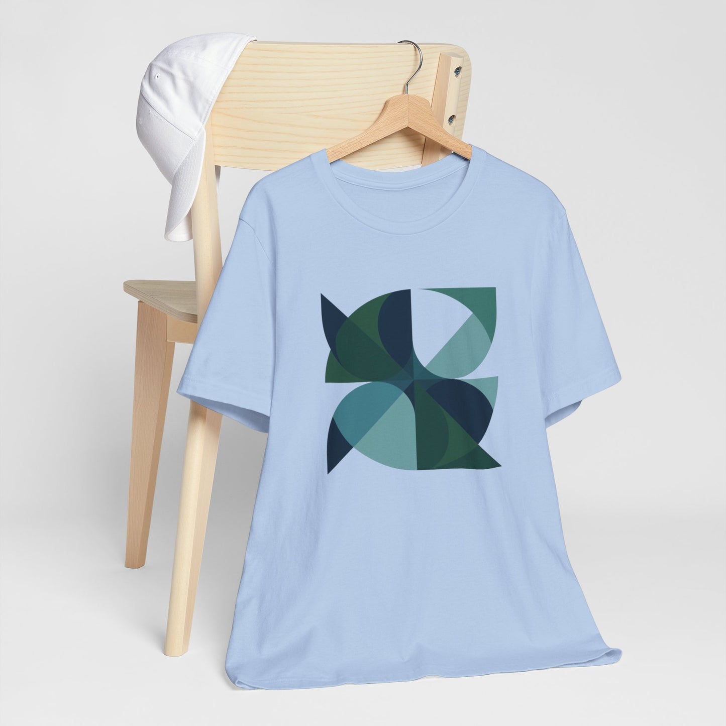 Retro Geometric Blue/Green Abstract Tee