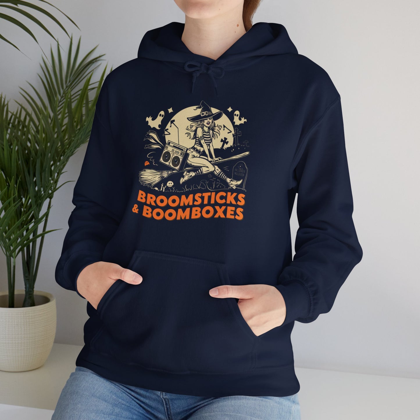 Retro Broomsticks & Boomboxes Witch Hoodie