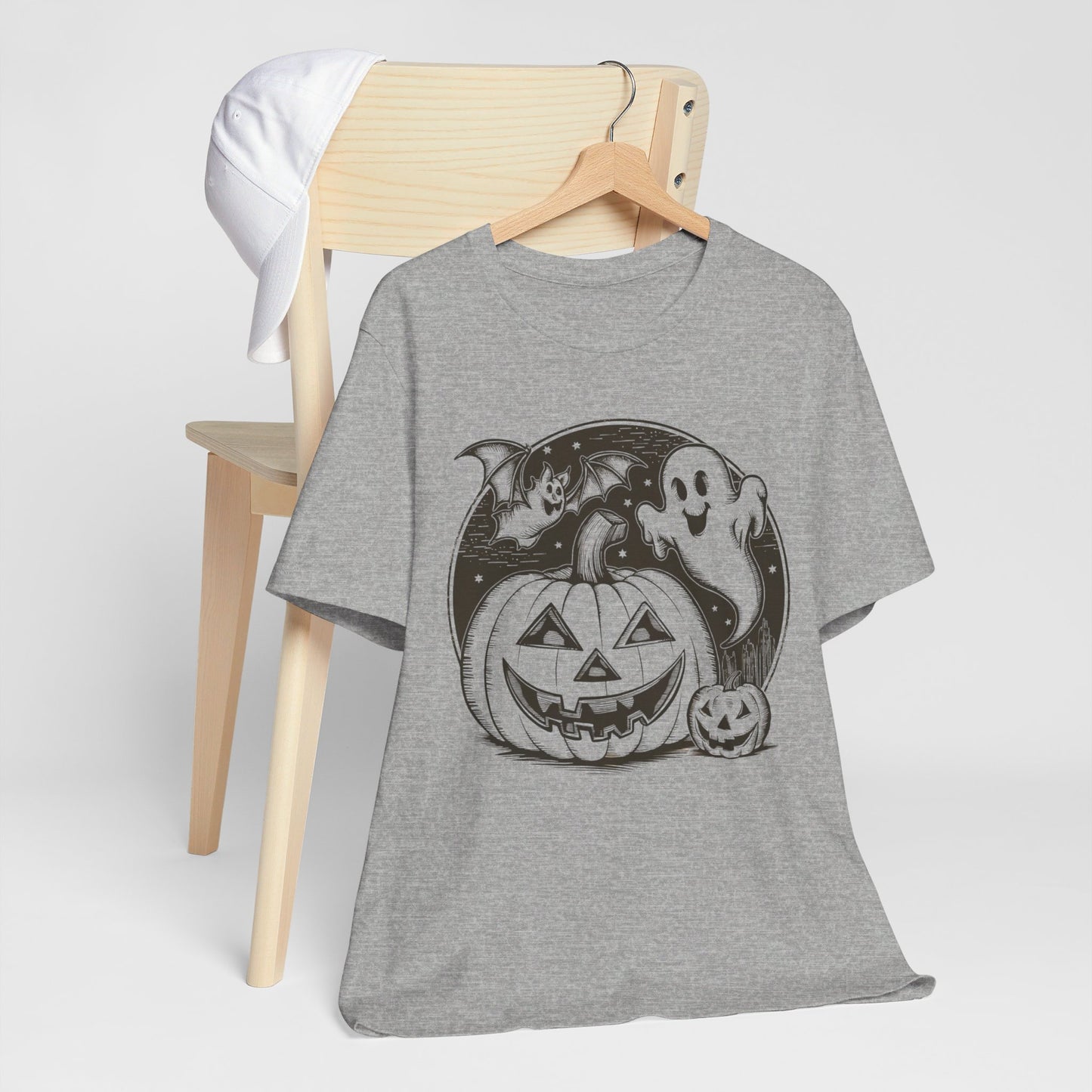 Retro Halloween Jack-O-Lantern Ghost Bat Tee