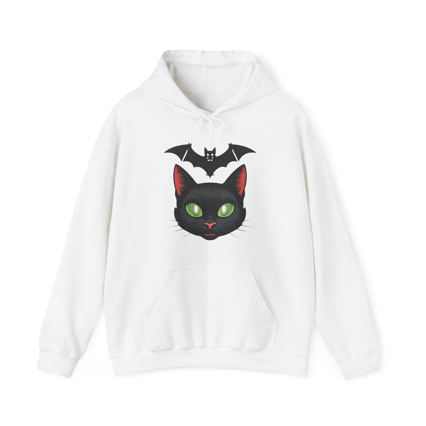 Retro Cat and Bat Halloween Hoodie
