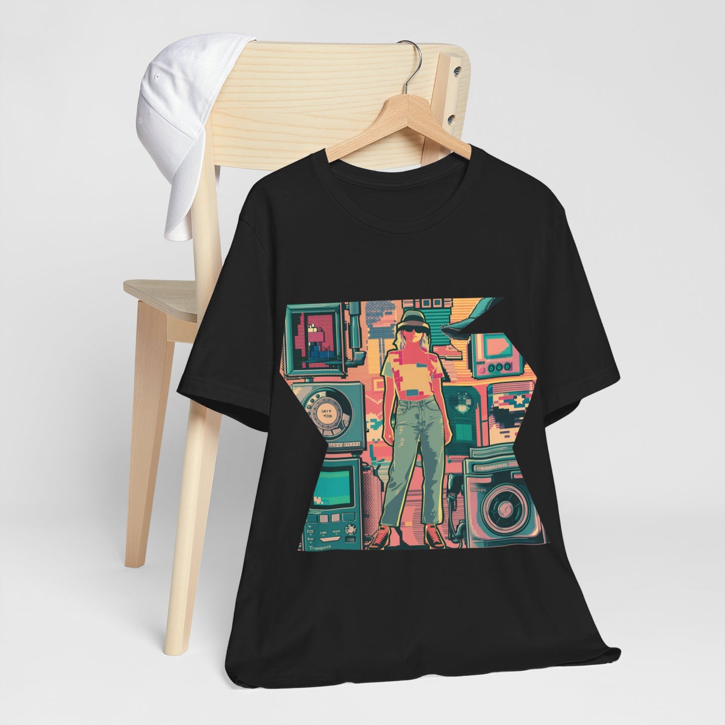 Retro Colorful Mixed Media Abstract Tee