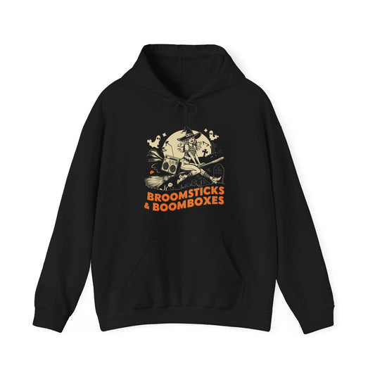 Retro Broomsticks & Boomboxes Witch Hoodie