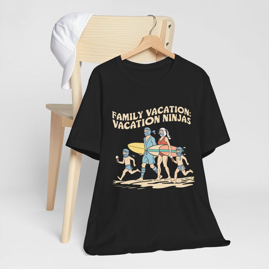 Family Vacation Beach Ninjas Retro Tee