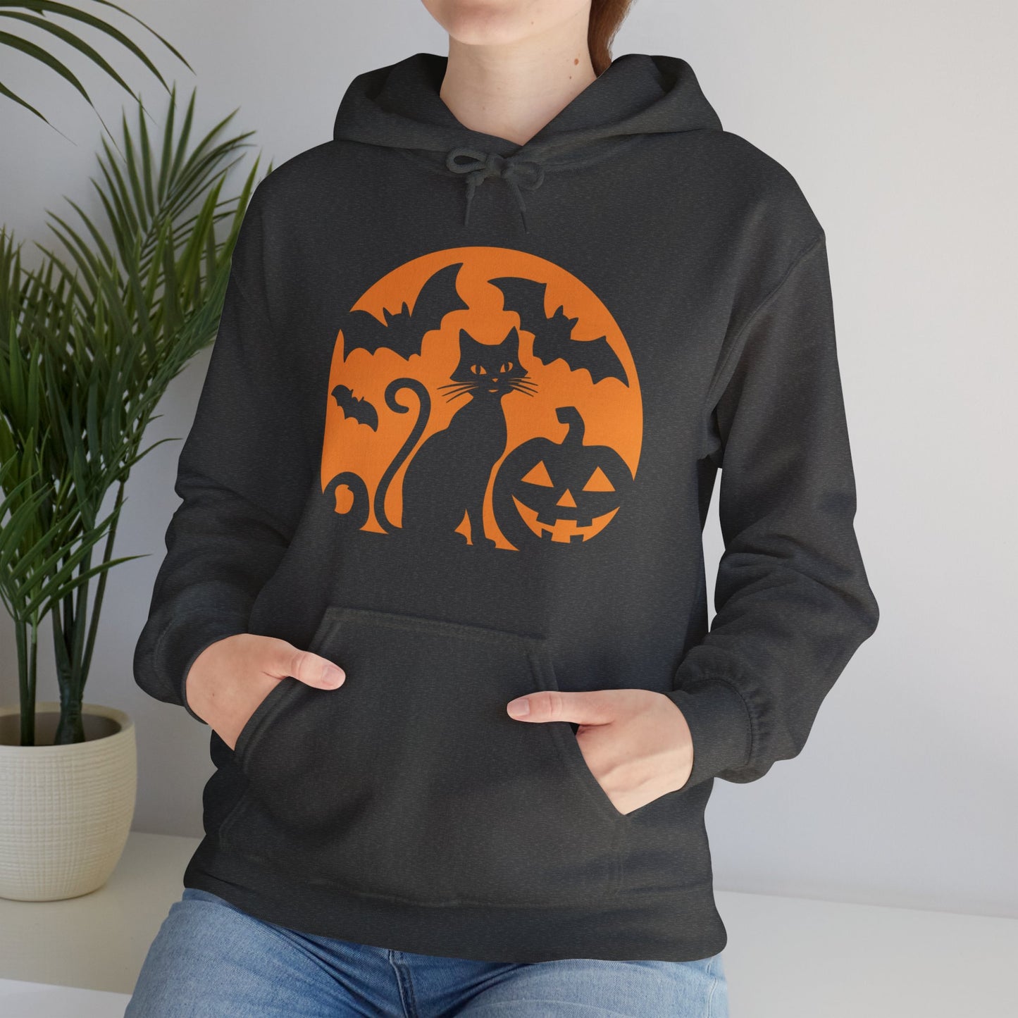 Retro Halloween Cat & Bats Hoodie