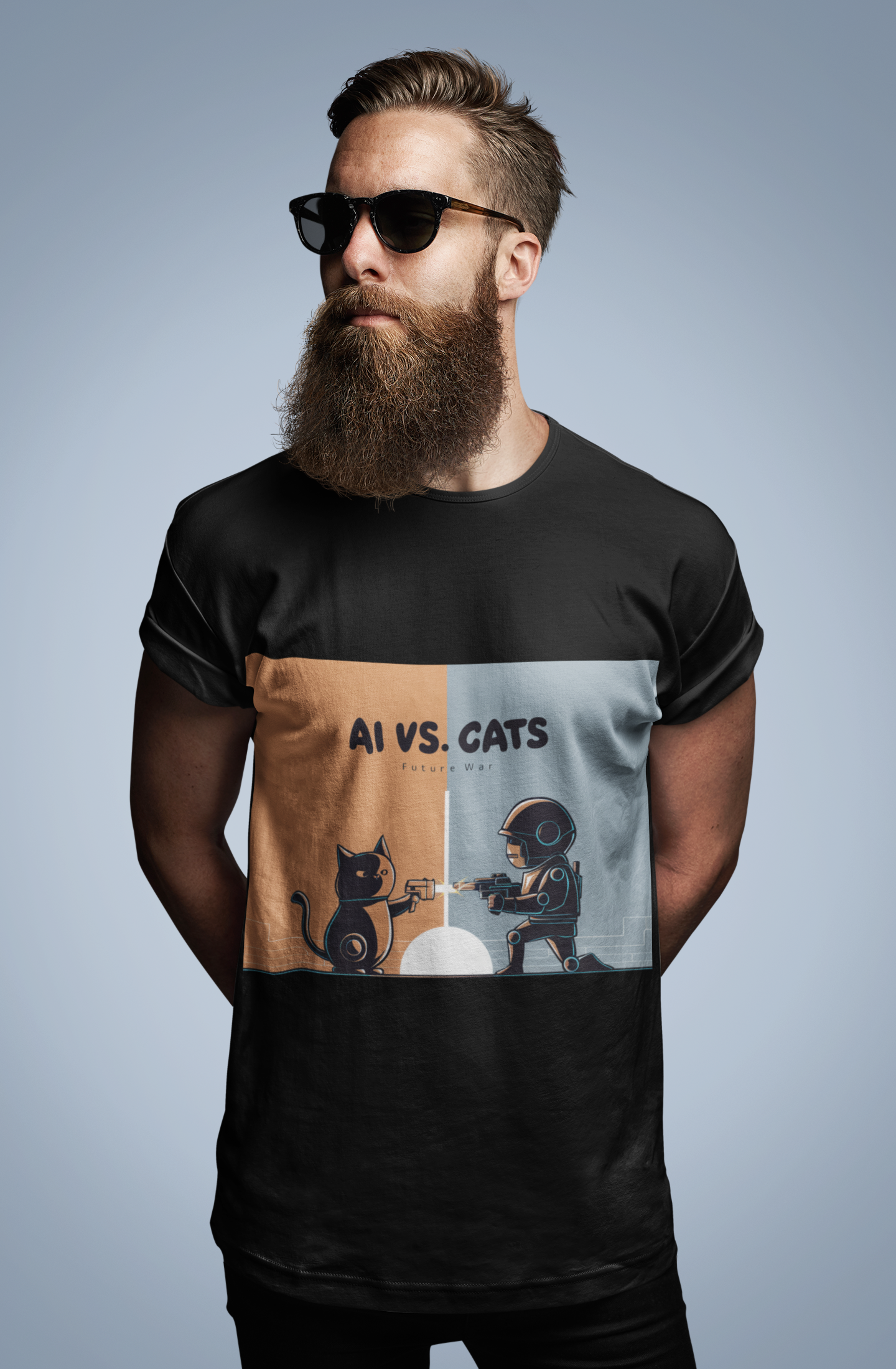 AI vs. Cats War Humor Tee