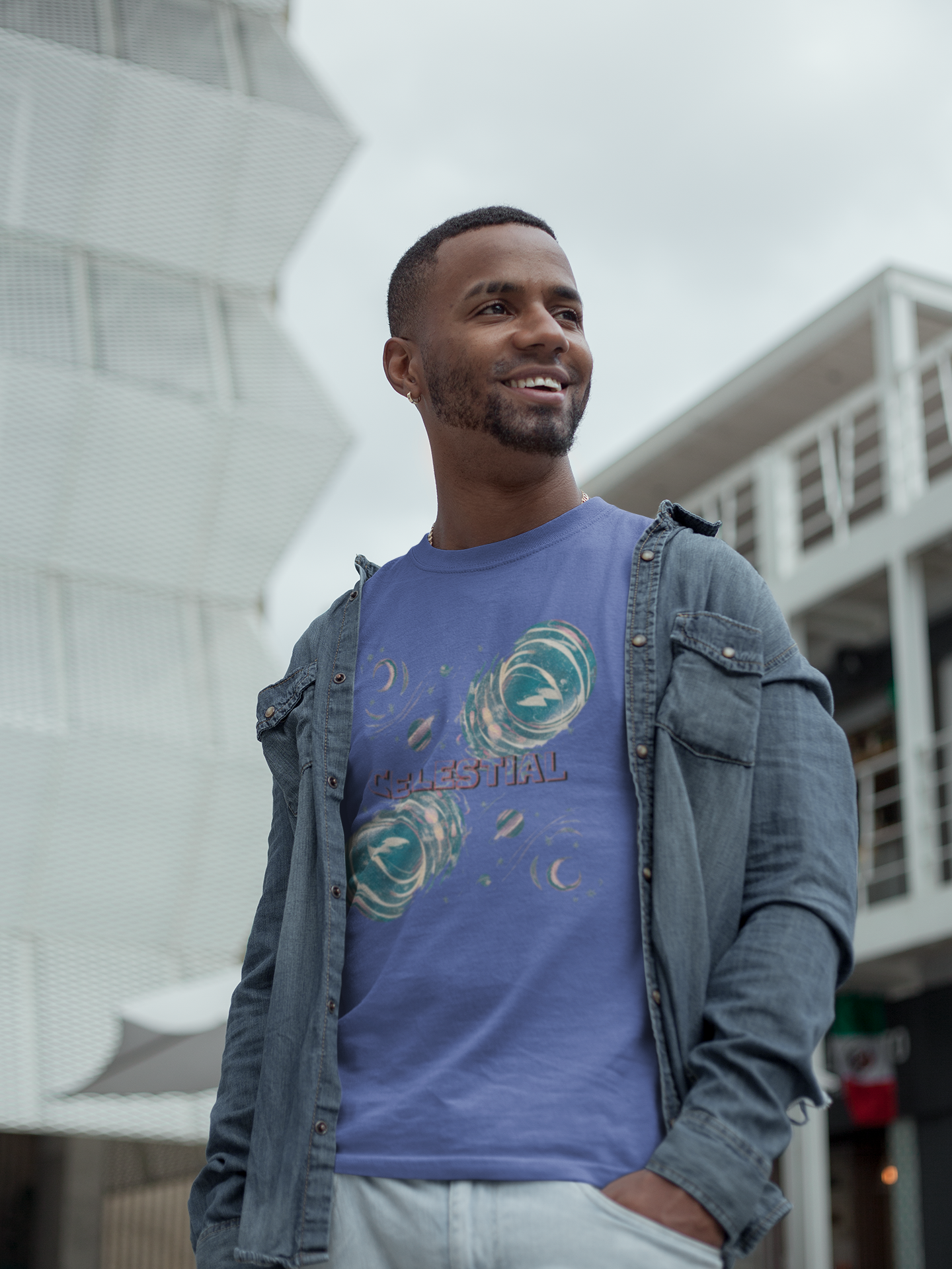 Celestial Colorful Retro Brush Strokes Tee