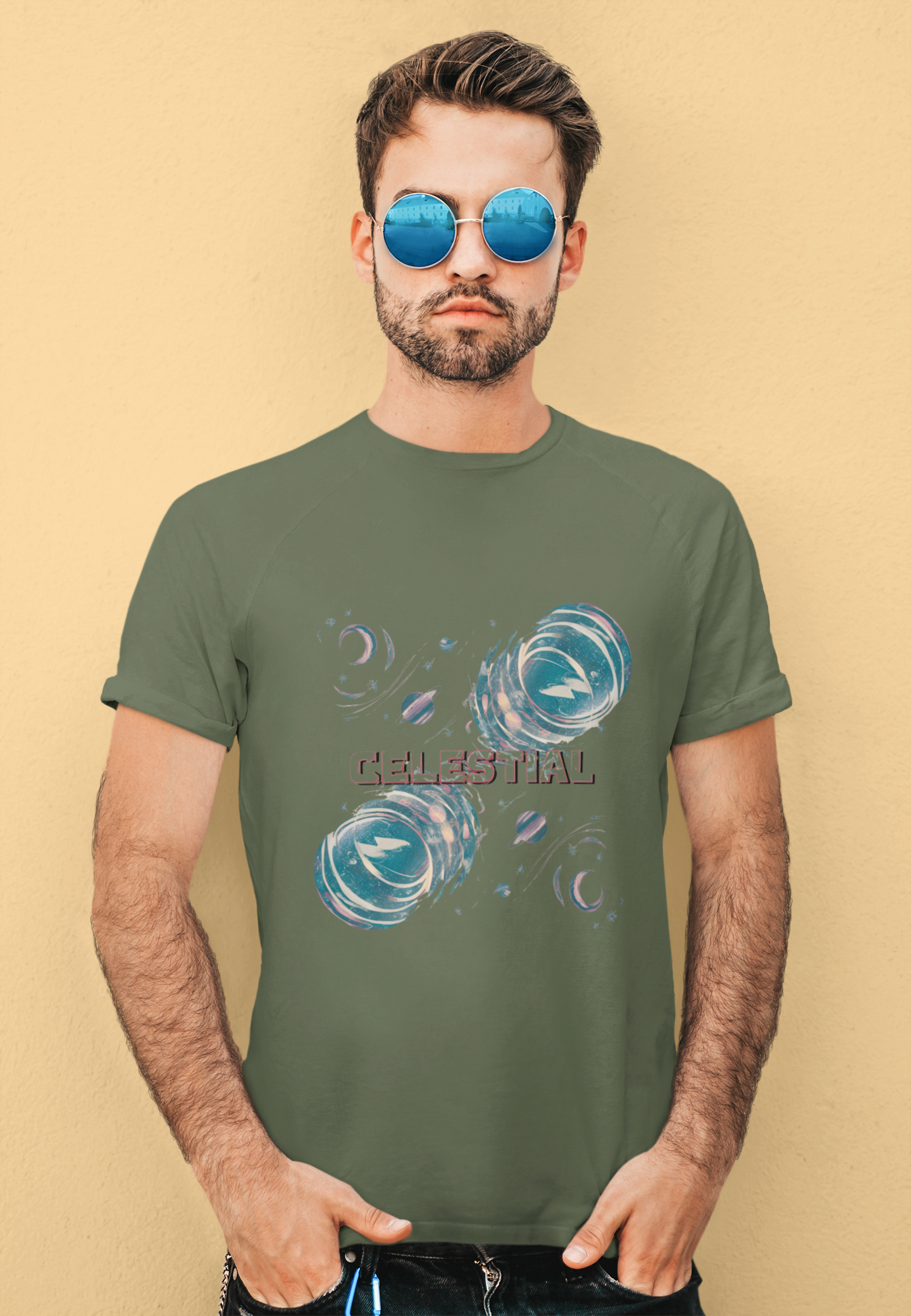 Celestial Colorful Retro Brush Strokes Tee