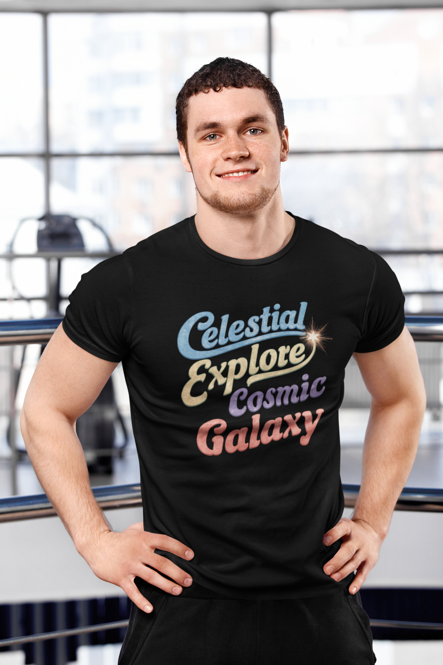 Celestial Explore Cosmic Galaxy Retro Words Tee