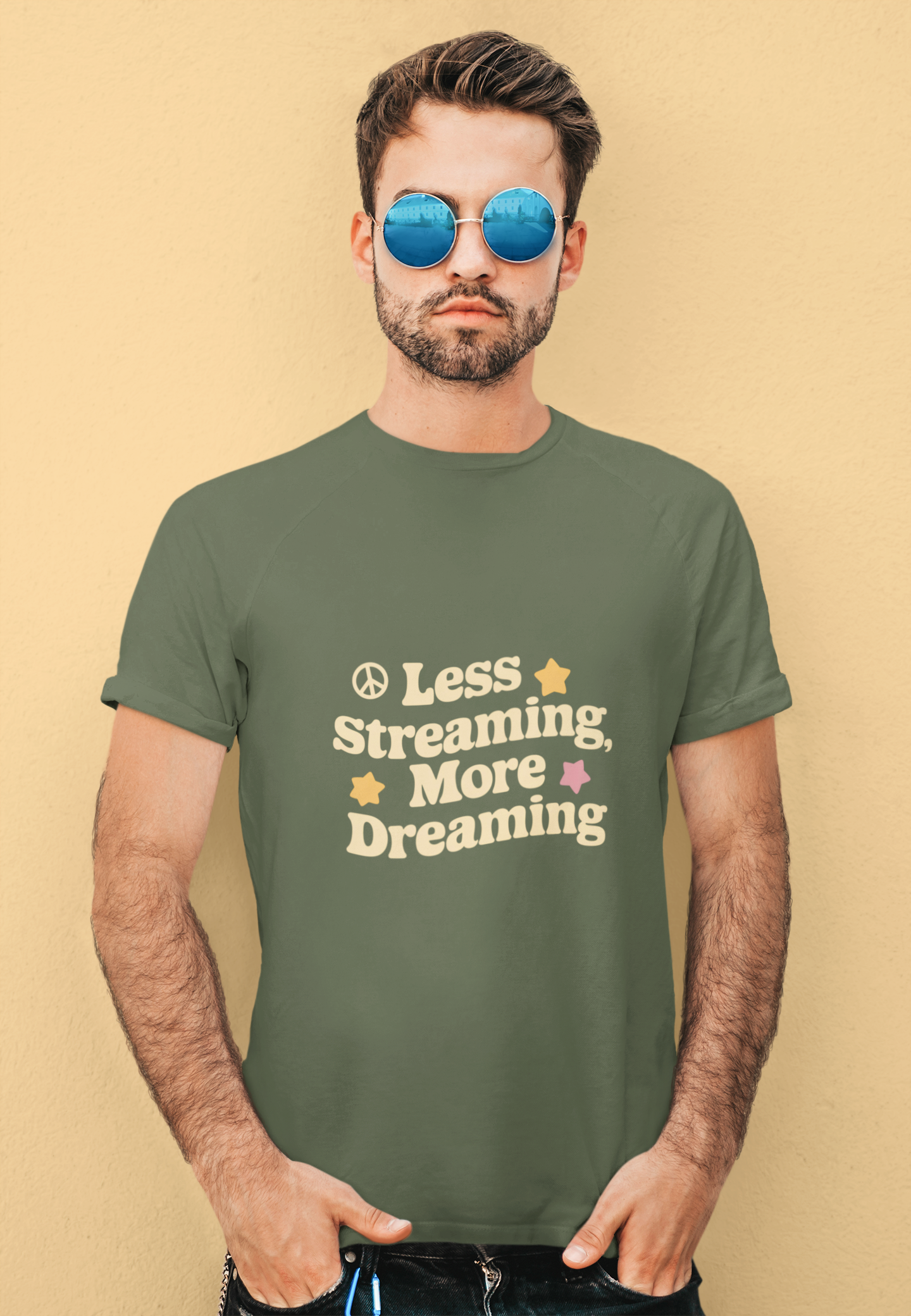 Less Streaming More Dreaming Retro Tee