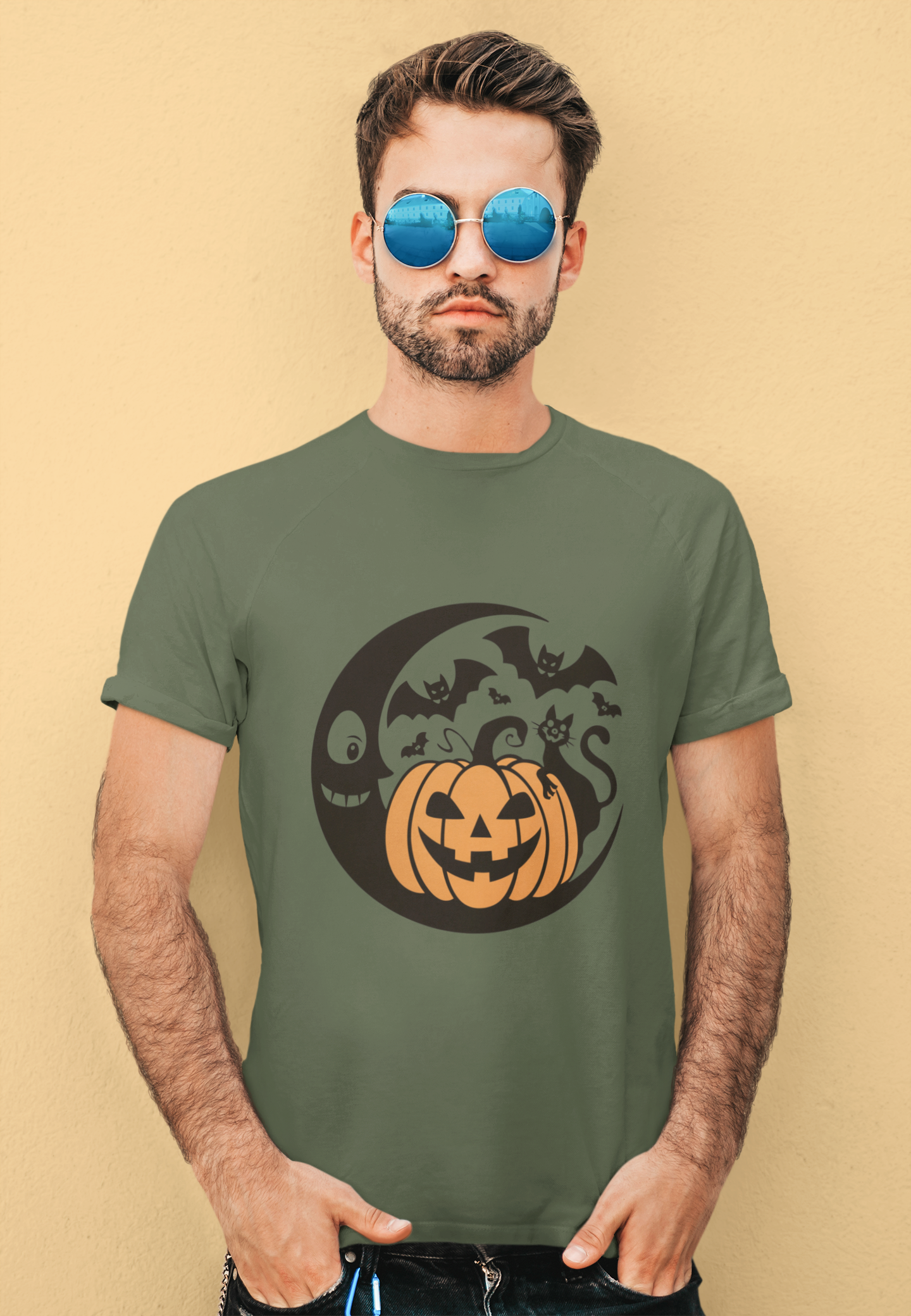 Retro Pumpkin Moon Halloween Tee
