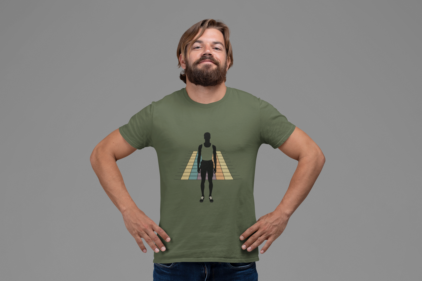 Retro Fitness Colorful Grid Tee