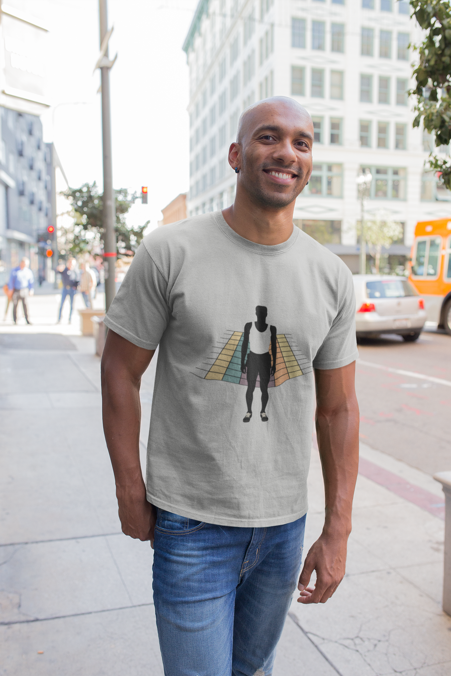 Retro Fitness Colorful Grid Tee