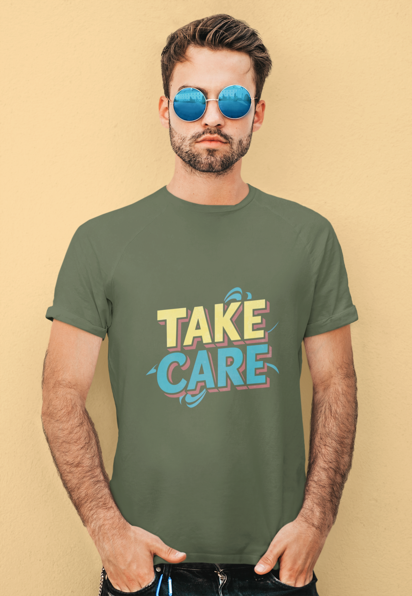 Take Care 90's Retro Pop Art Neon T-Shirt