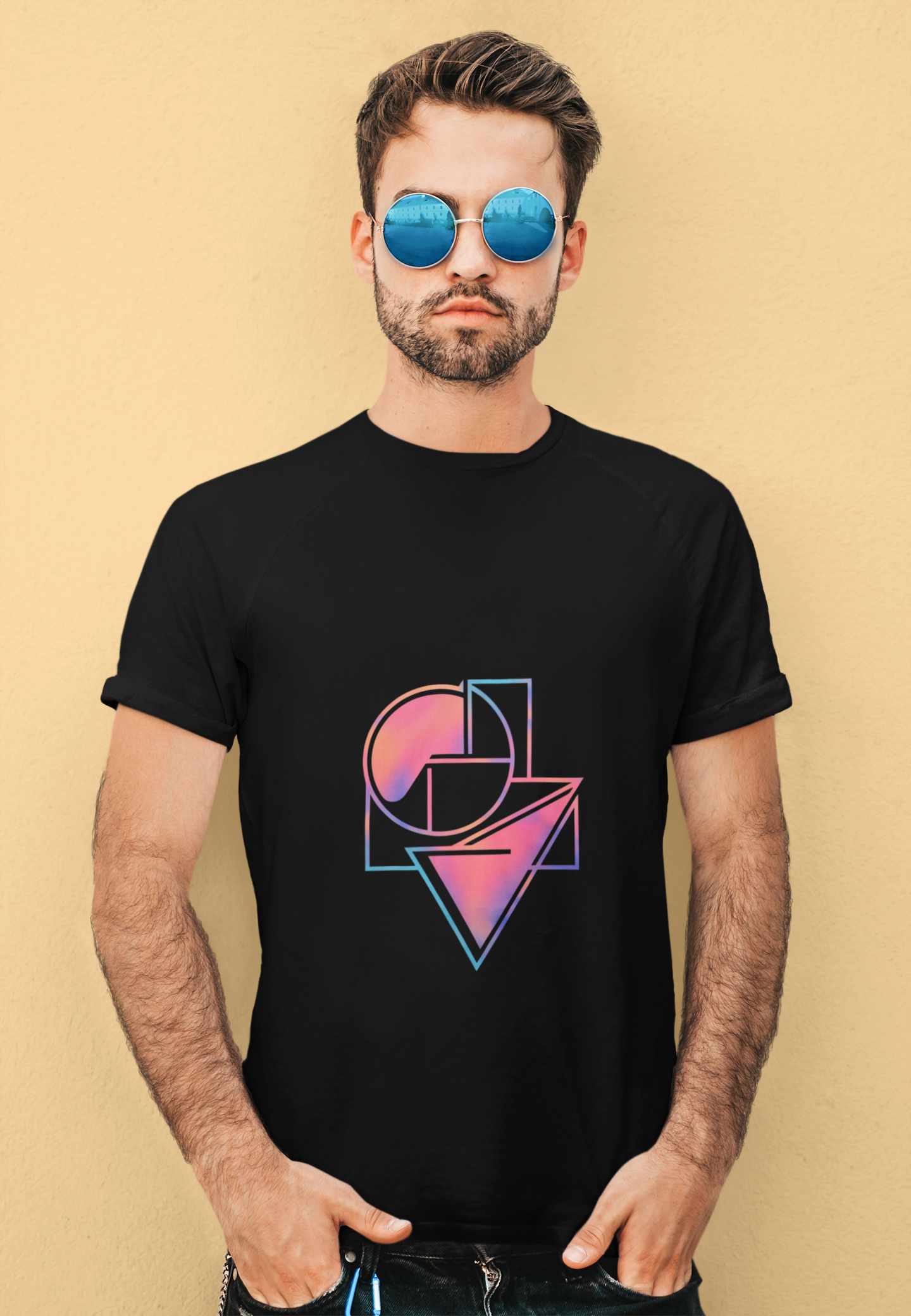 Retro Geometric Abstract Collage Tee