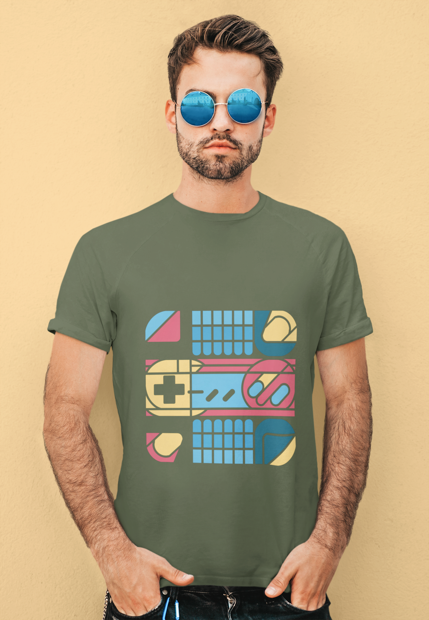 90s Retro Geometric Console Tee